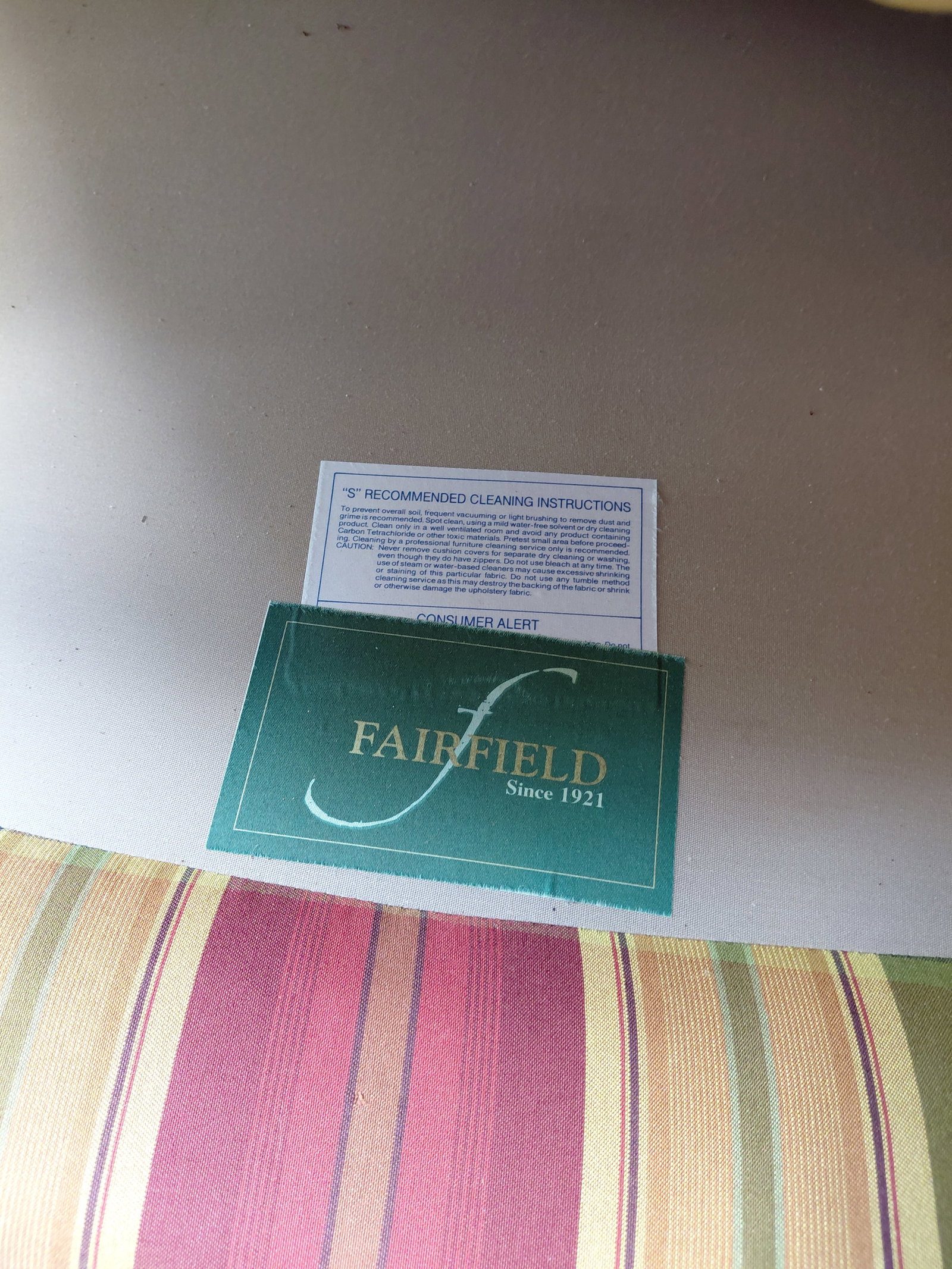 Pair of Plaid Chairs and 1 footstool by Fairfield Furniture/ great condition / one chair has water - 6