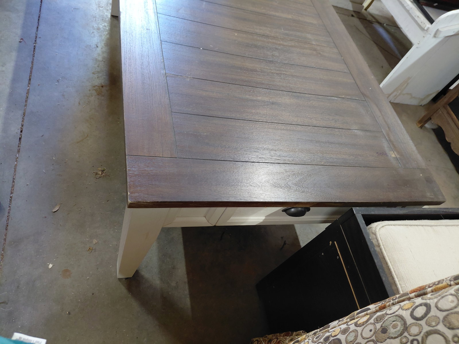 Large Country Farmhouse Coffee Table with Drawers at each end / some wear as seen in photos - 6