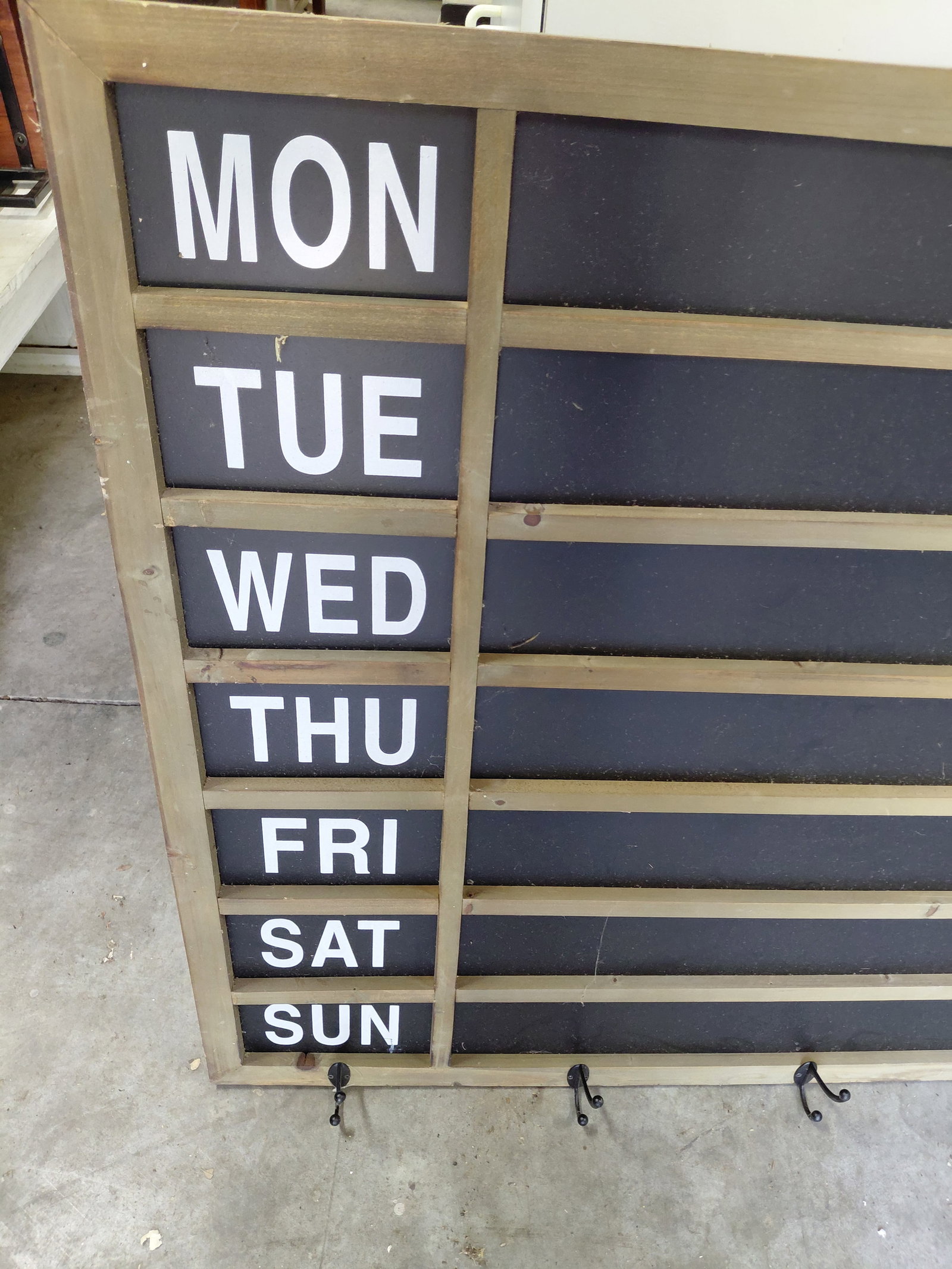 Large Days of Weeks Planning Board and Coat Rack - 3