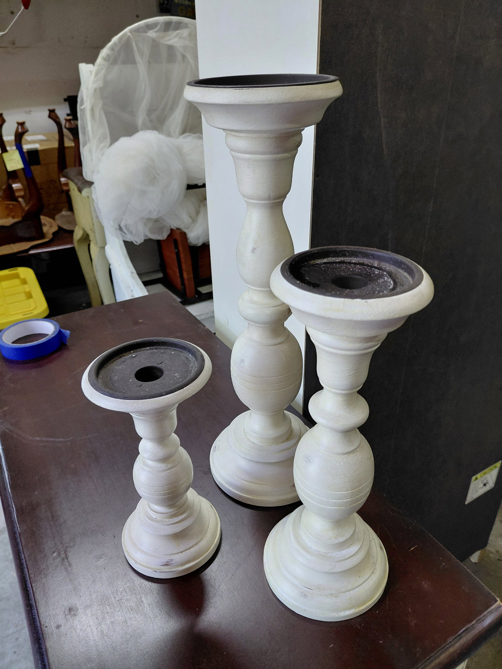 Set of 3 Country Farmhouse Candle Sticks - 4