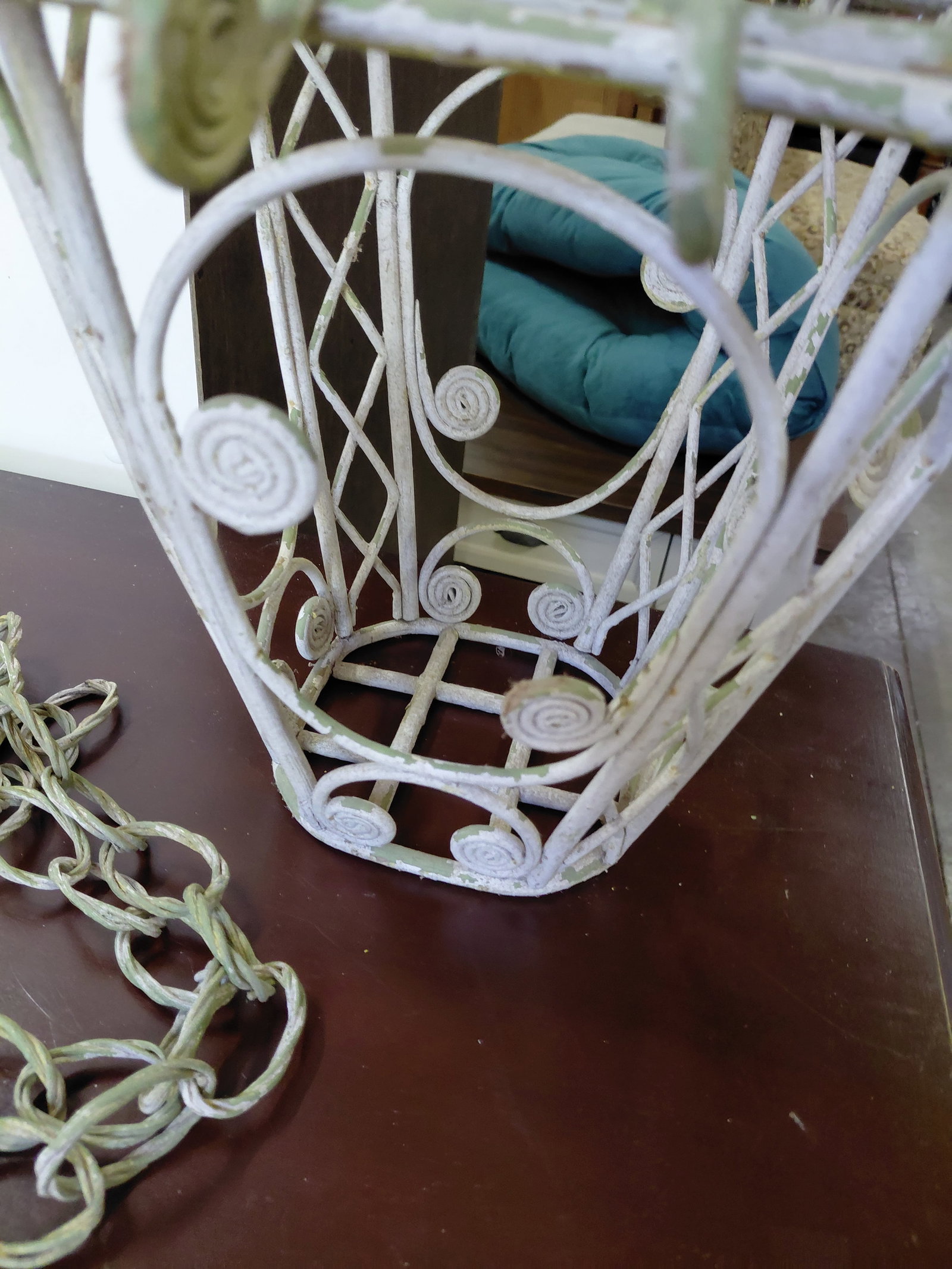 Vintage Wicker Hanging Lantern Basket with Wicker Chain - 4