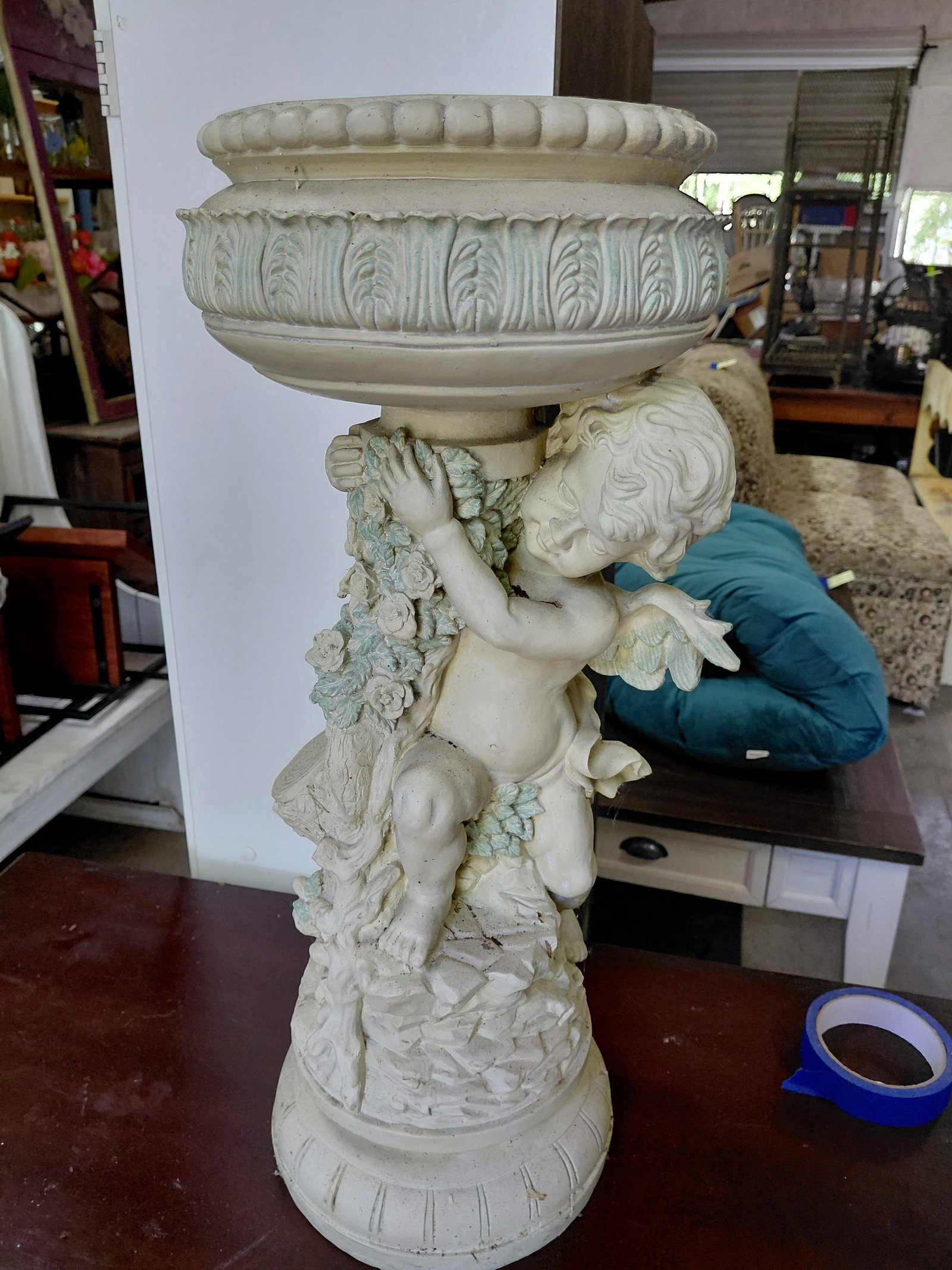 Resin Cherub Pedestal Planter: Resin Cherub Pedestal Planter