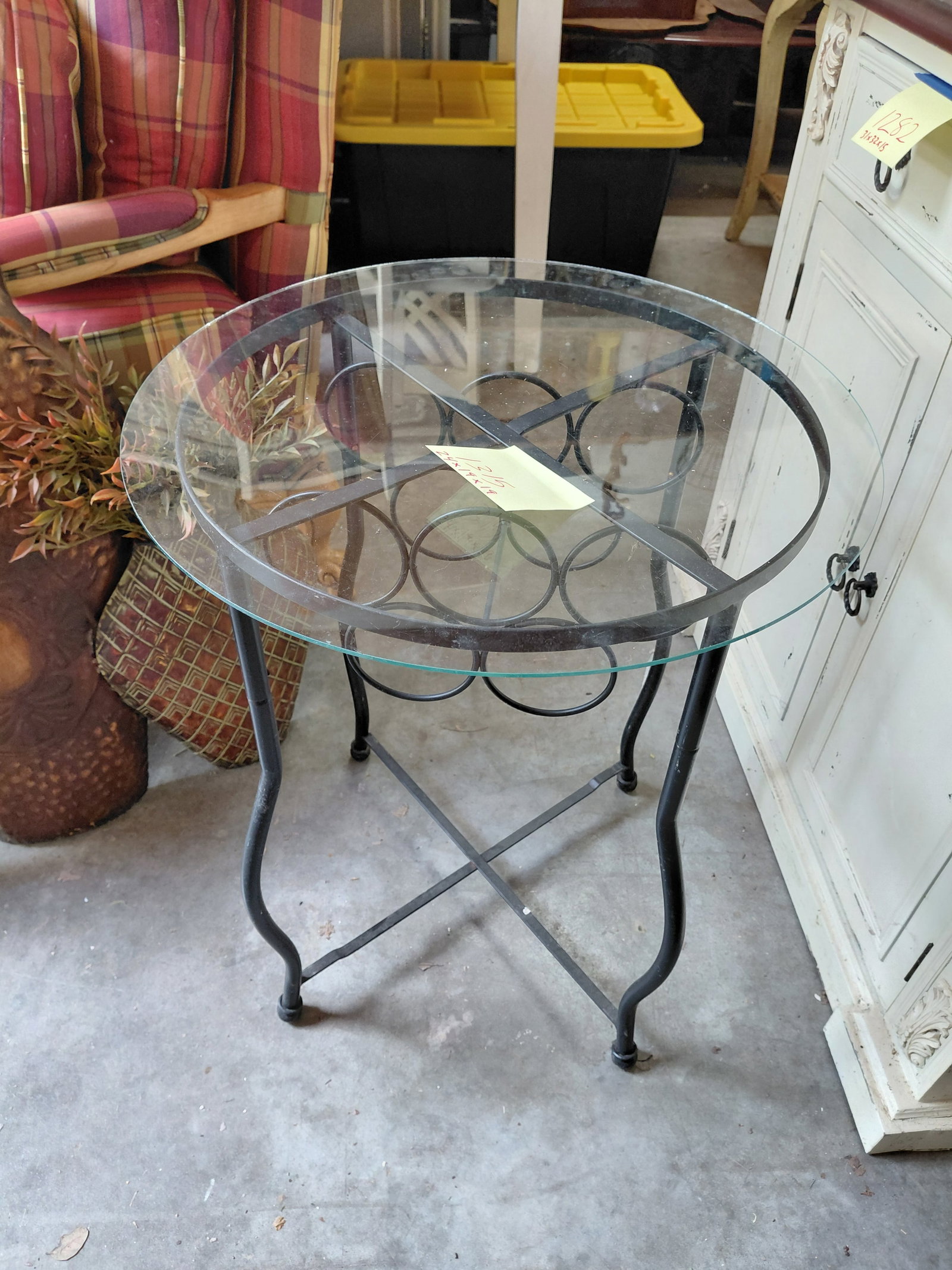 Glass Top Metal Wine Rack table (1 of 5)