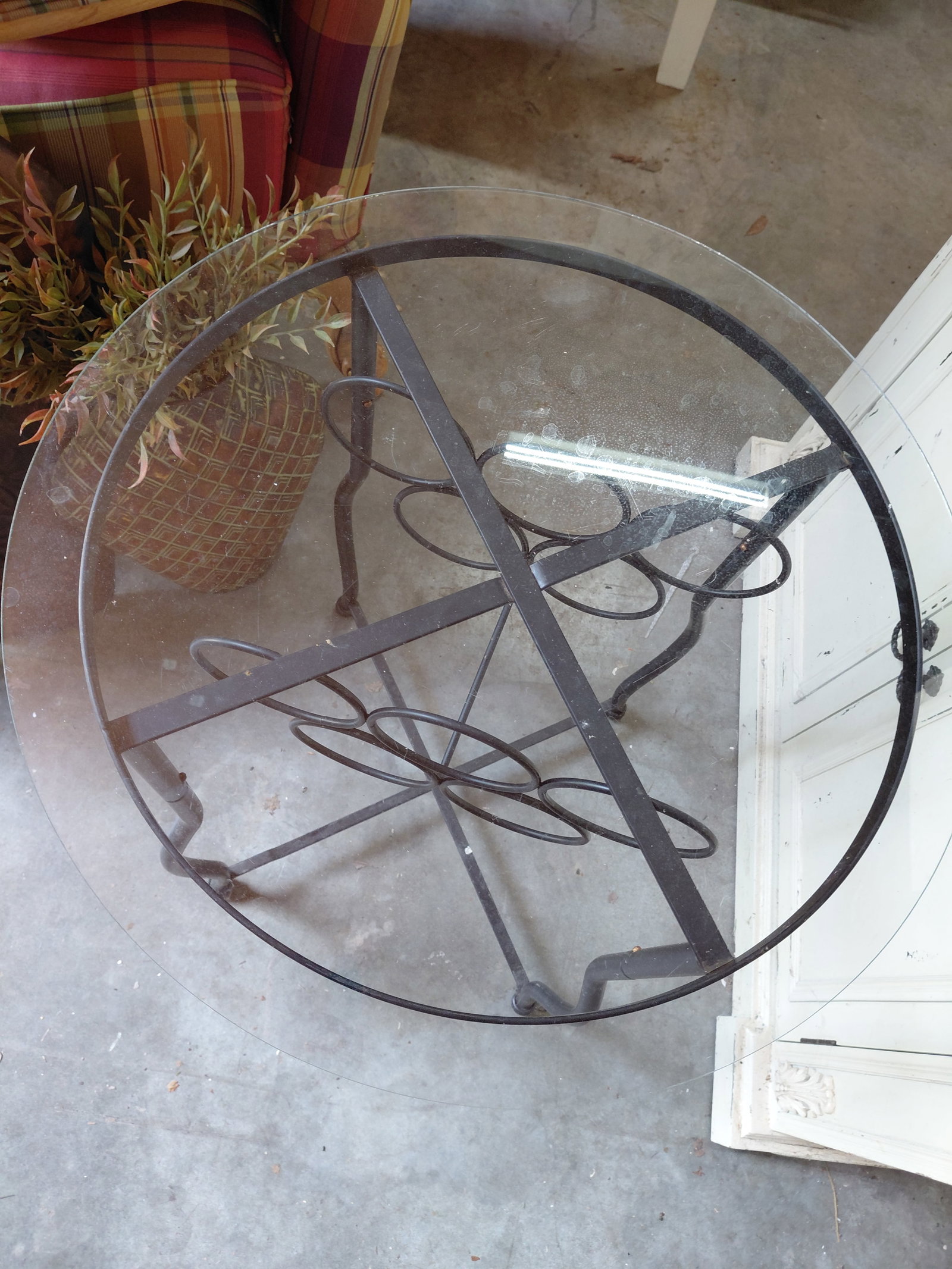 Glass Top Metal Wine Rack table - 3