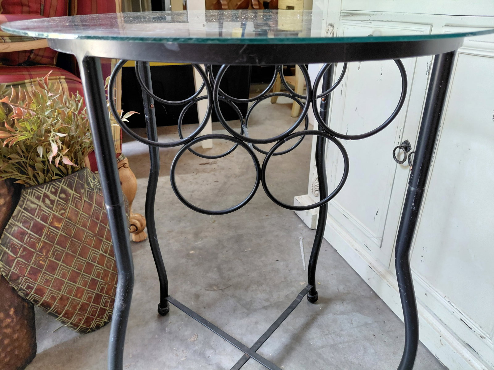 Glass Top Metal Wine Rack table - 4