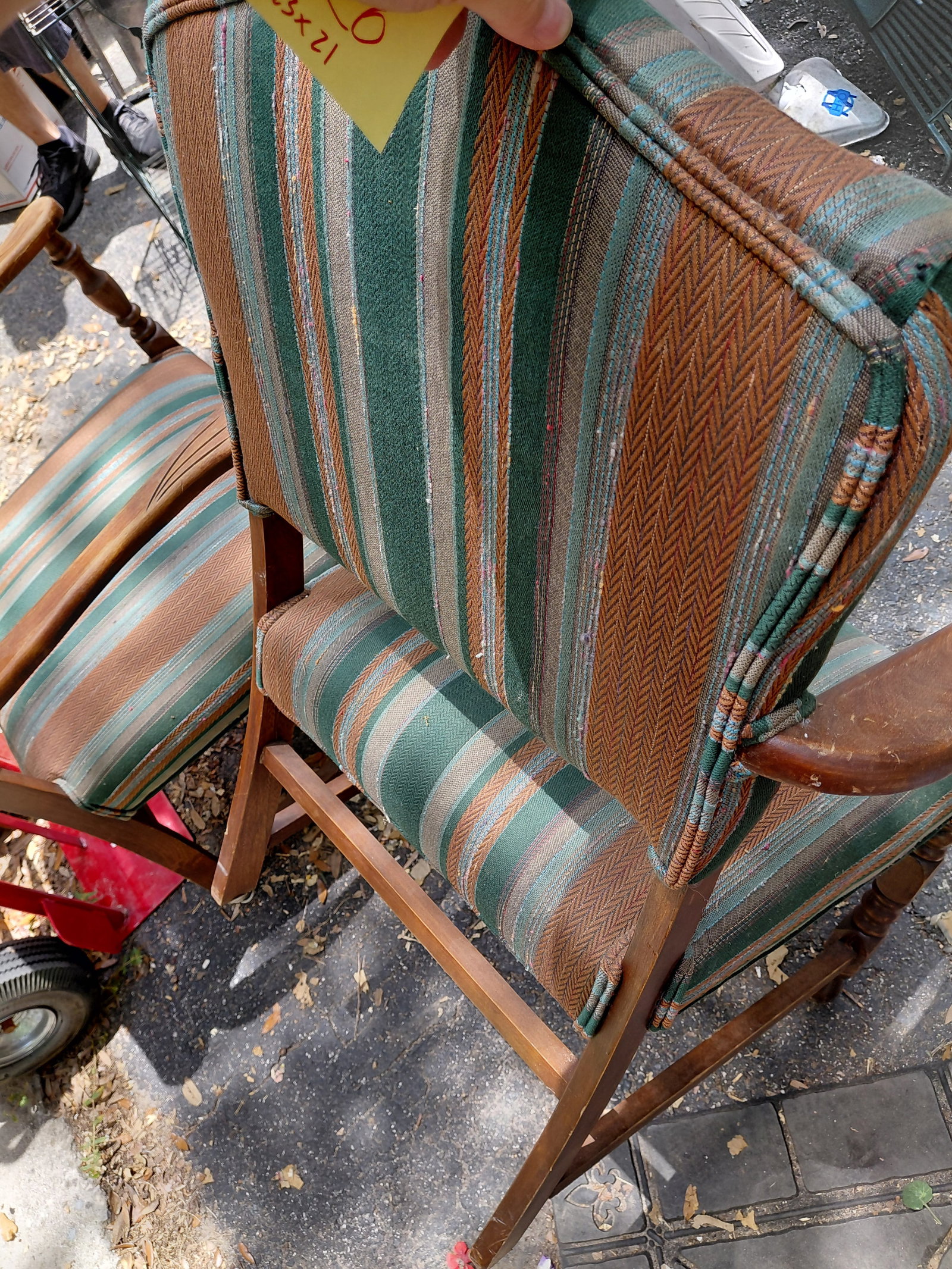 Vintage Pair of Striped Side Chairs - 6