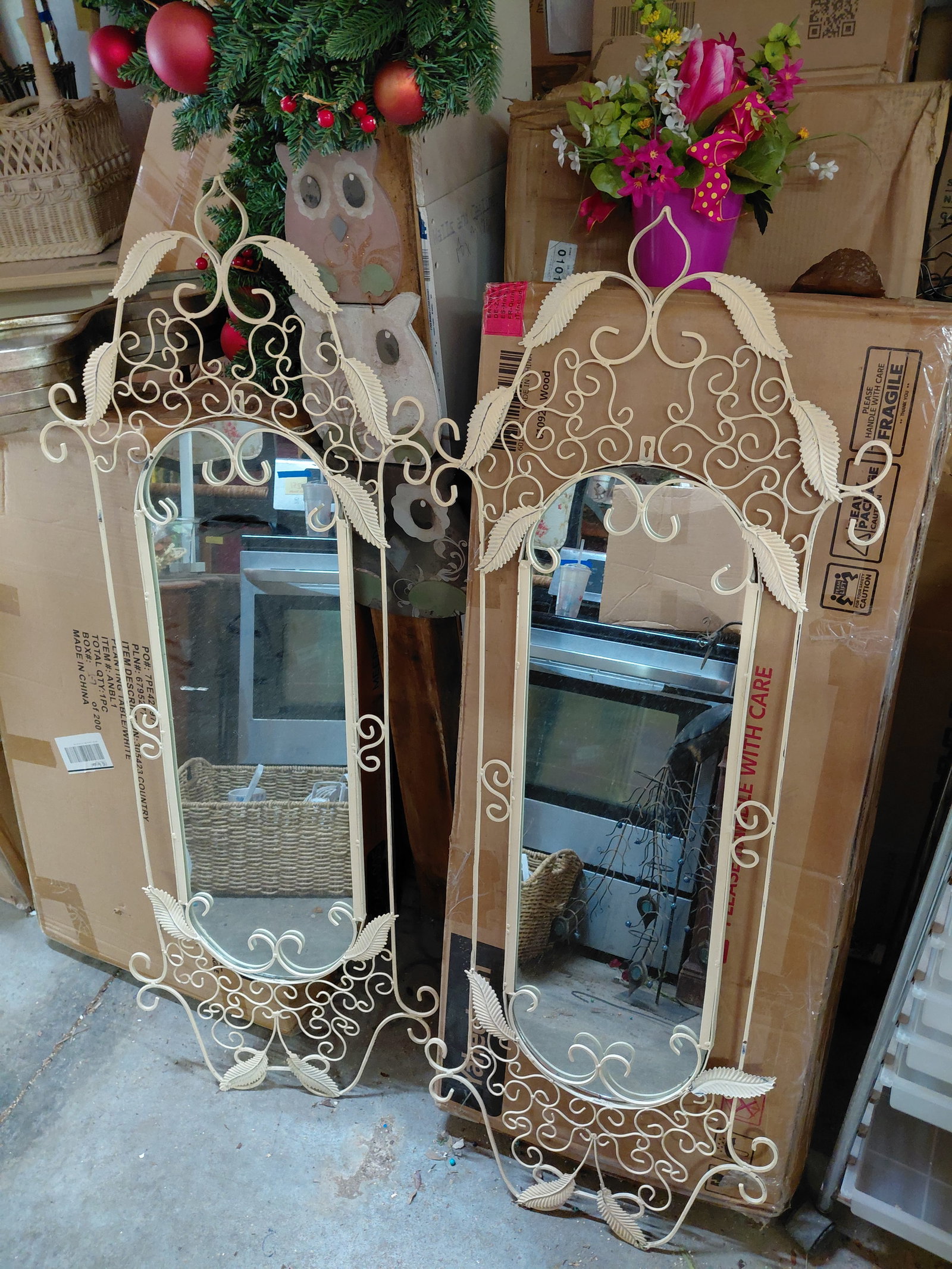 Ornate Pair of Metal Framed Mirrors (1 of 7)