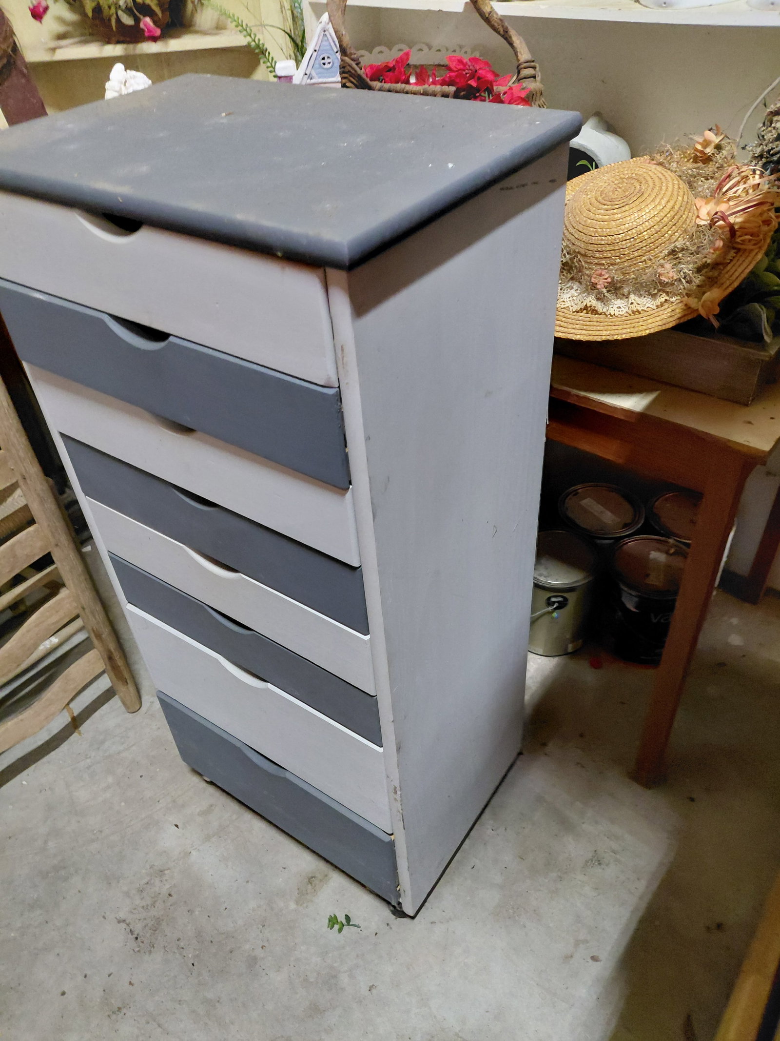 Unique Wood 8 Drawer Cabinet on Wheels - 4