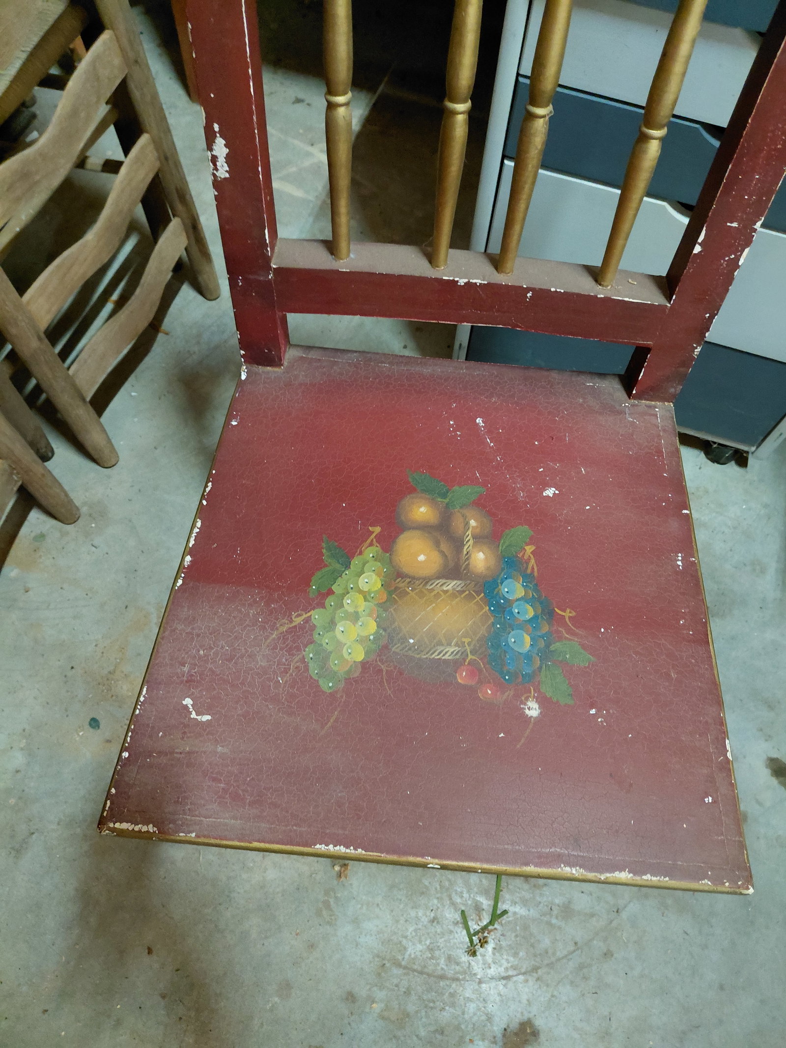 Hand Painted Side Chair / some wear as seen - 3