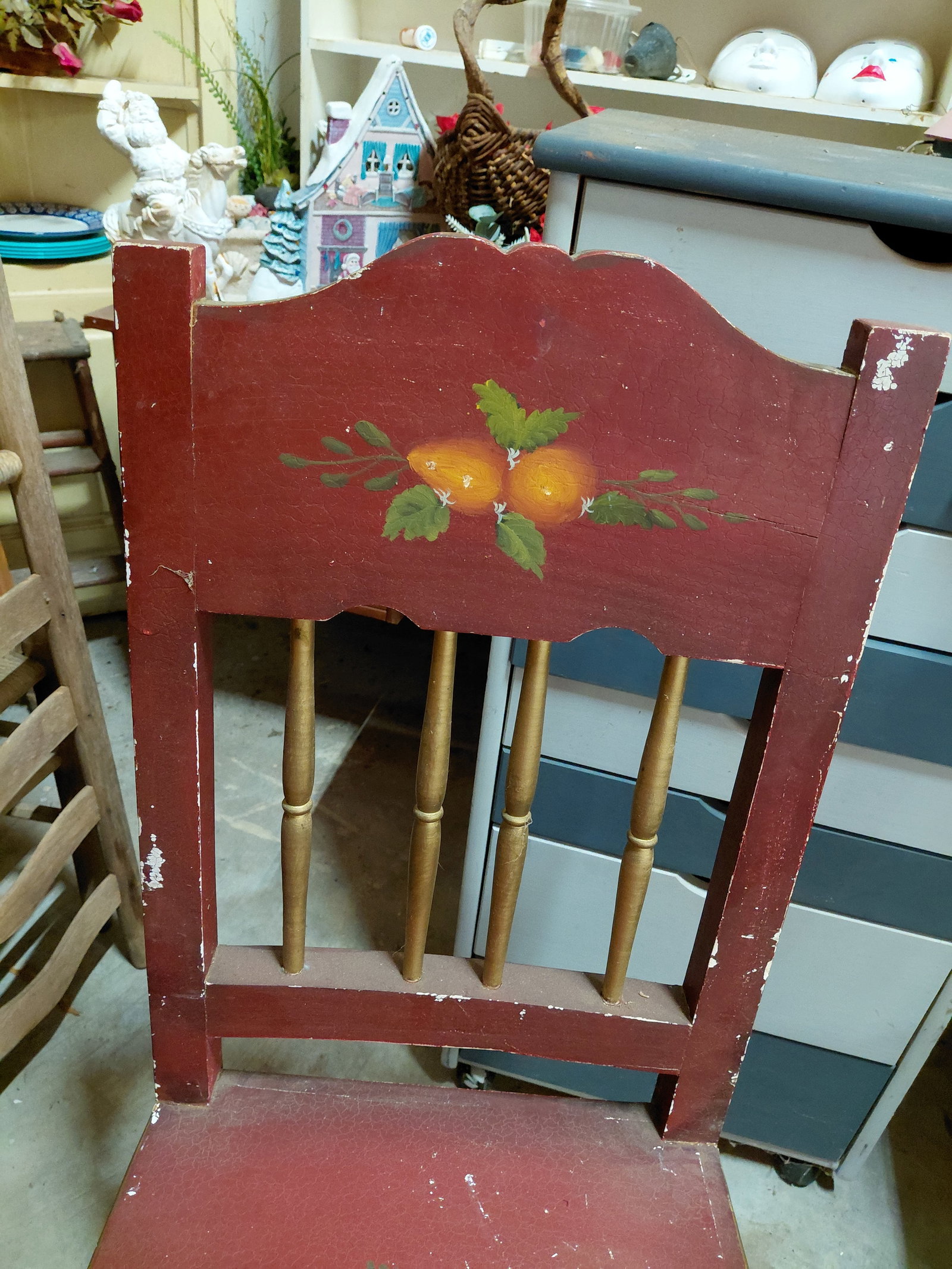 Hand Painted Side Chair / some wear as seen - 4