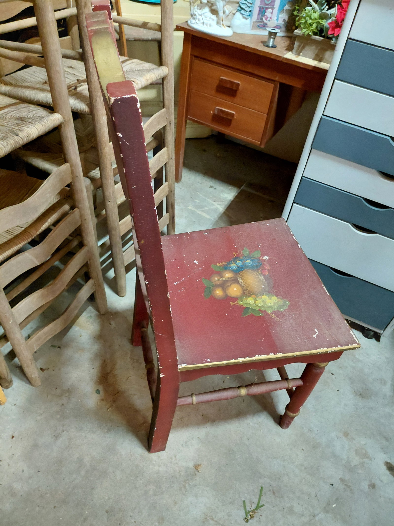 Hand Painted Side Chair / some wear as seen - 6