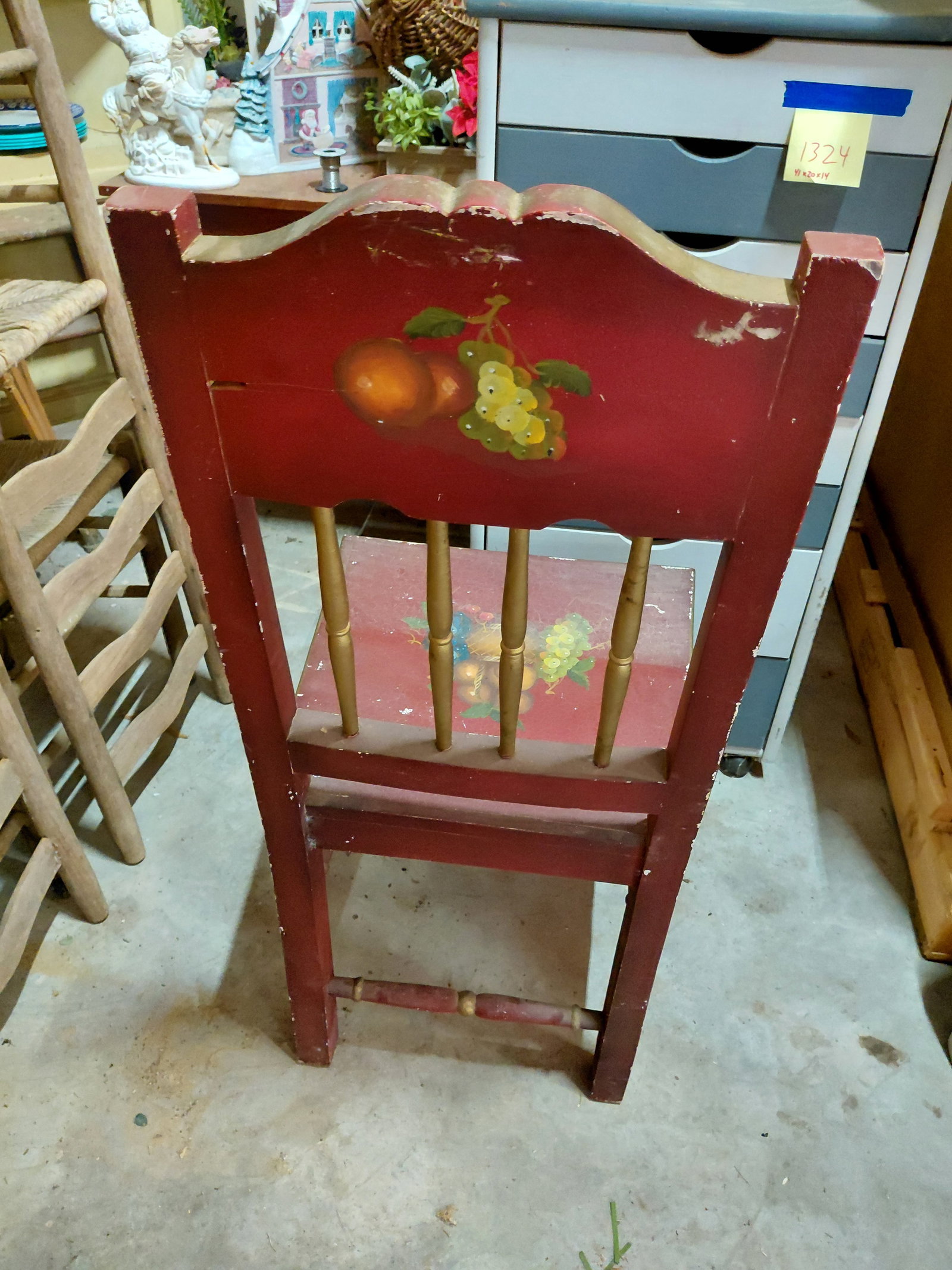 Hand Painted Side Chair / some wear as seen - 7