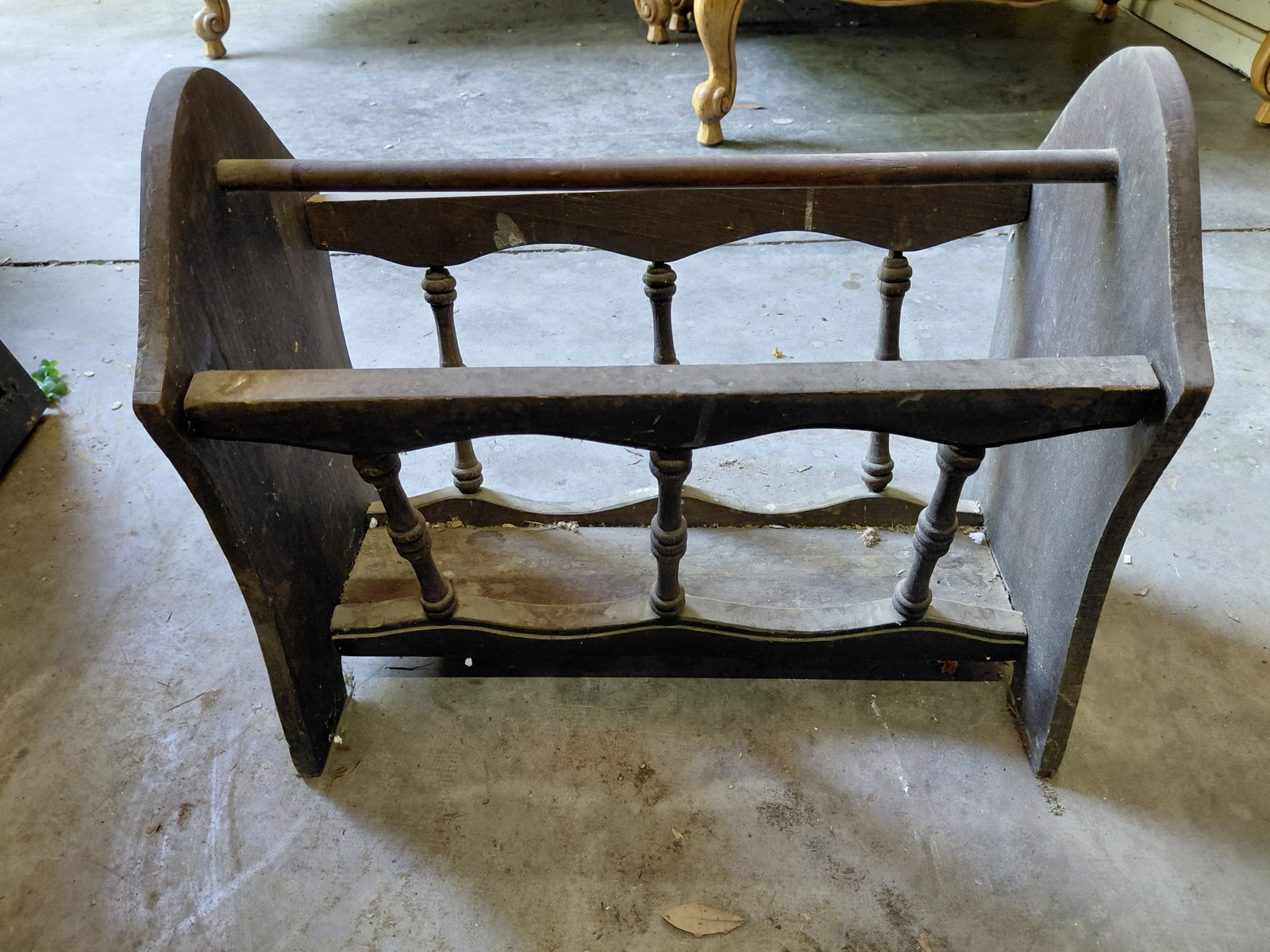 Vintage Wood Magazine Rack (1 of 7)