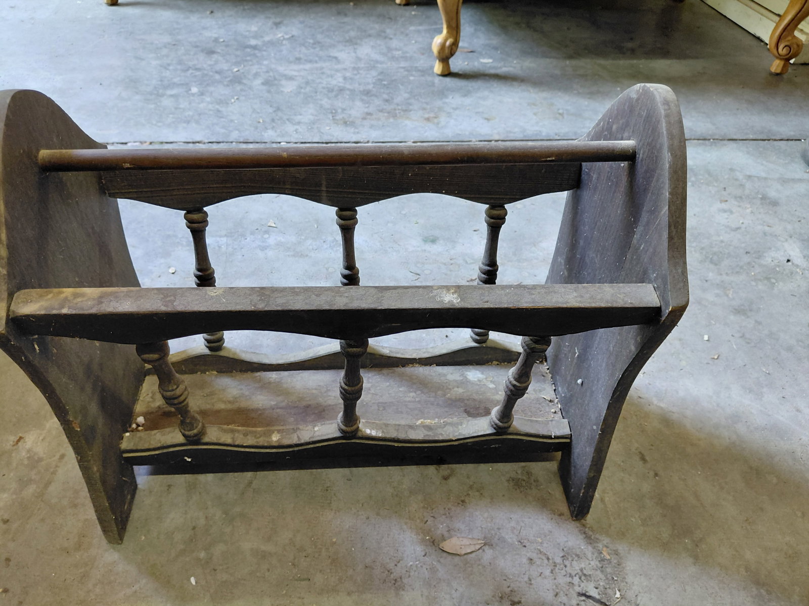 Vintage Wood Magazine Rack - 7