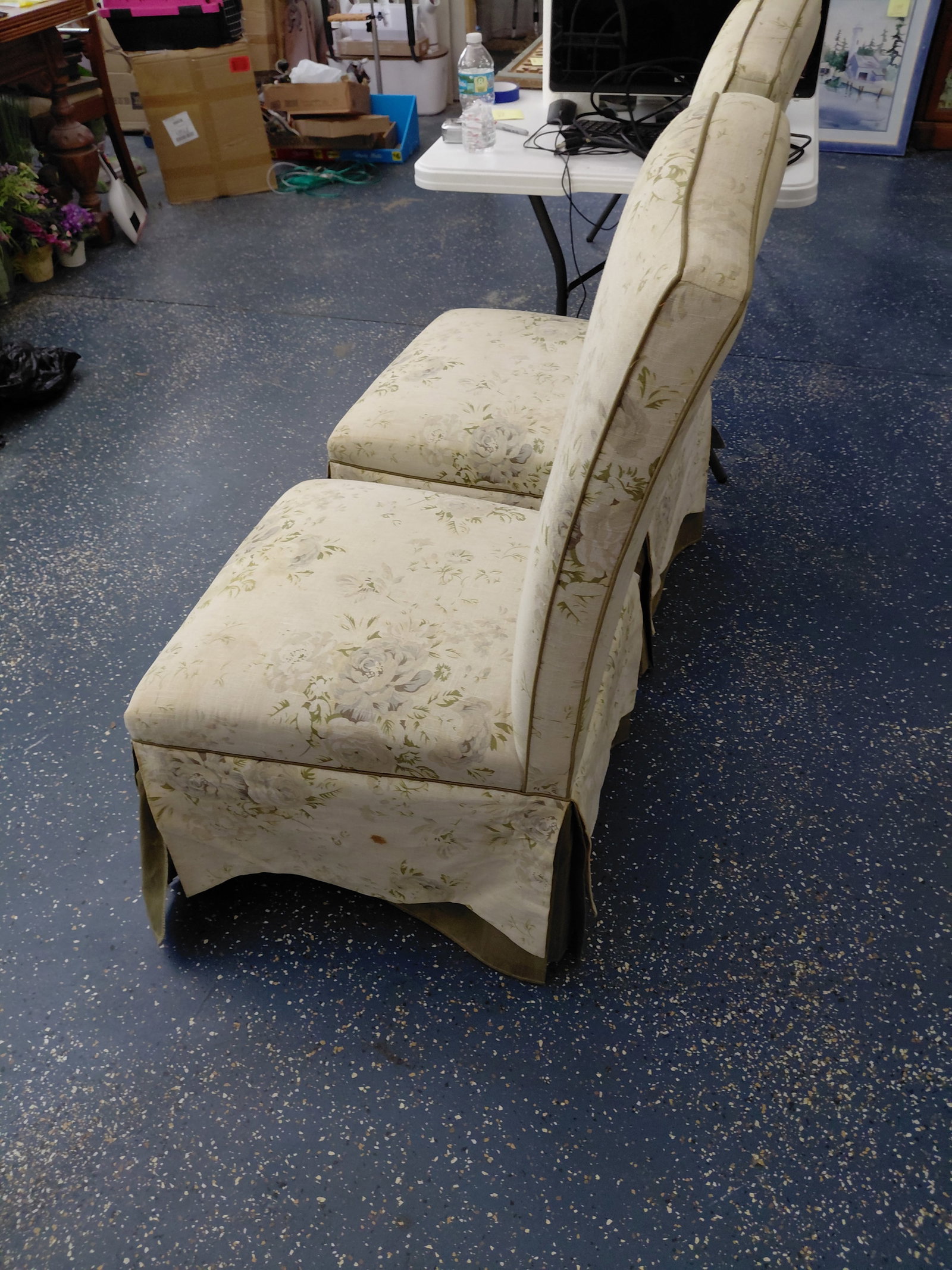 Pair of Upholstered Side Chairs/ needs a good cleaning as seen - 7