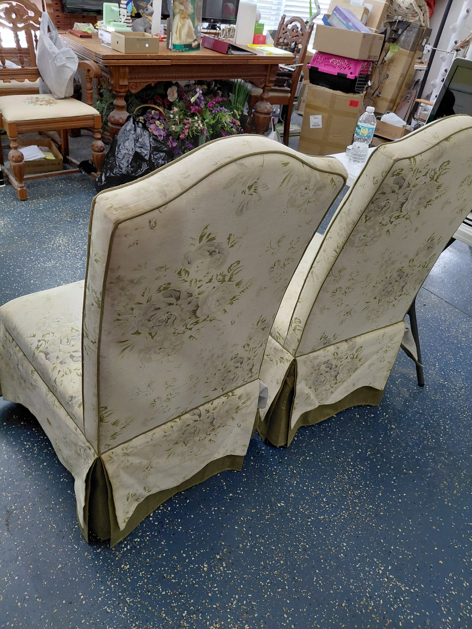 Pair of Upholstered Side Chairs/ needs a good cleaning as seen - 8