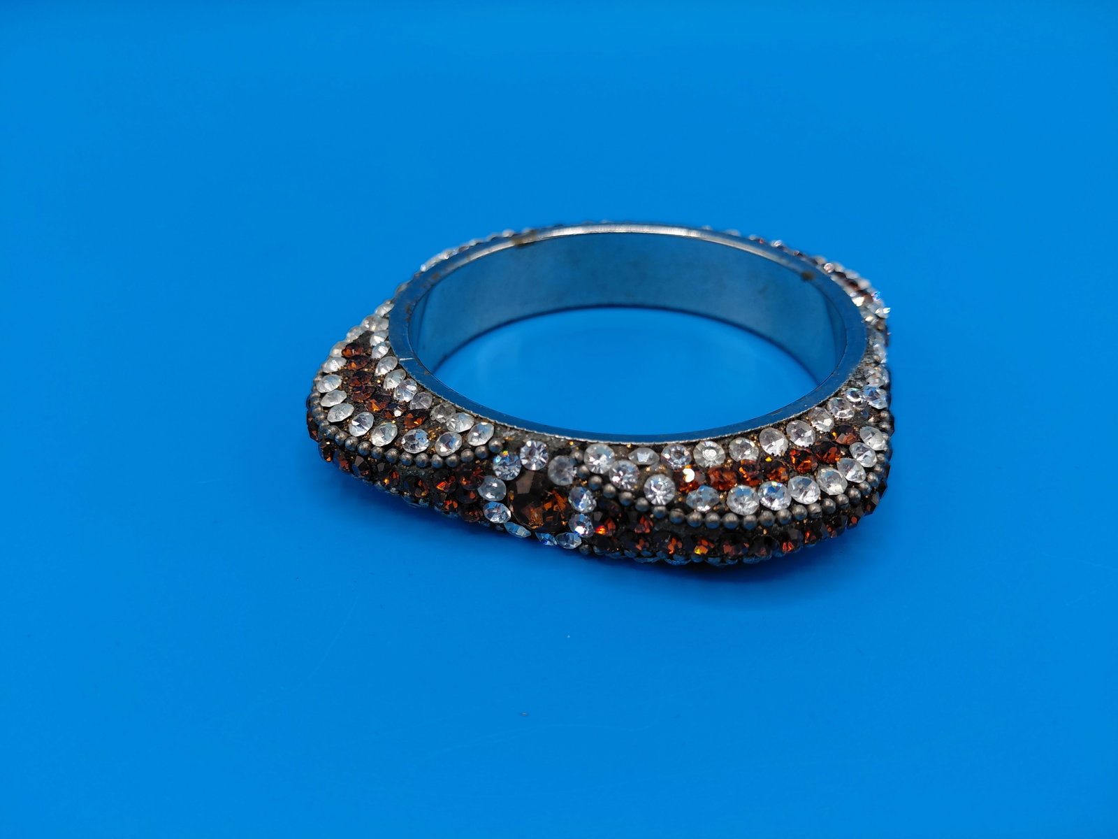 Vintage Rhinestone Bracelet with Amber and Clear Crystals (1 of 6)