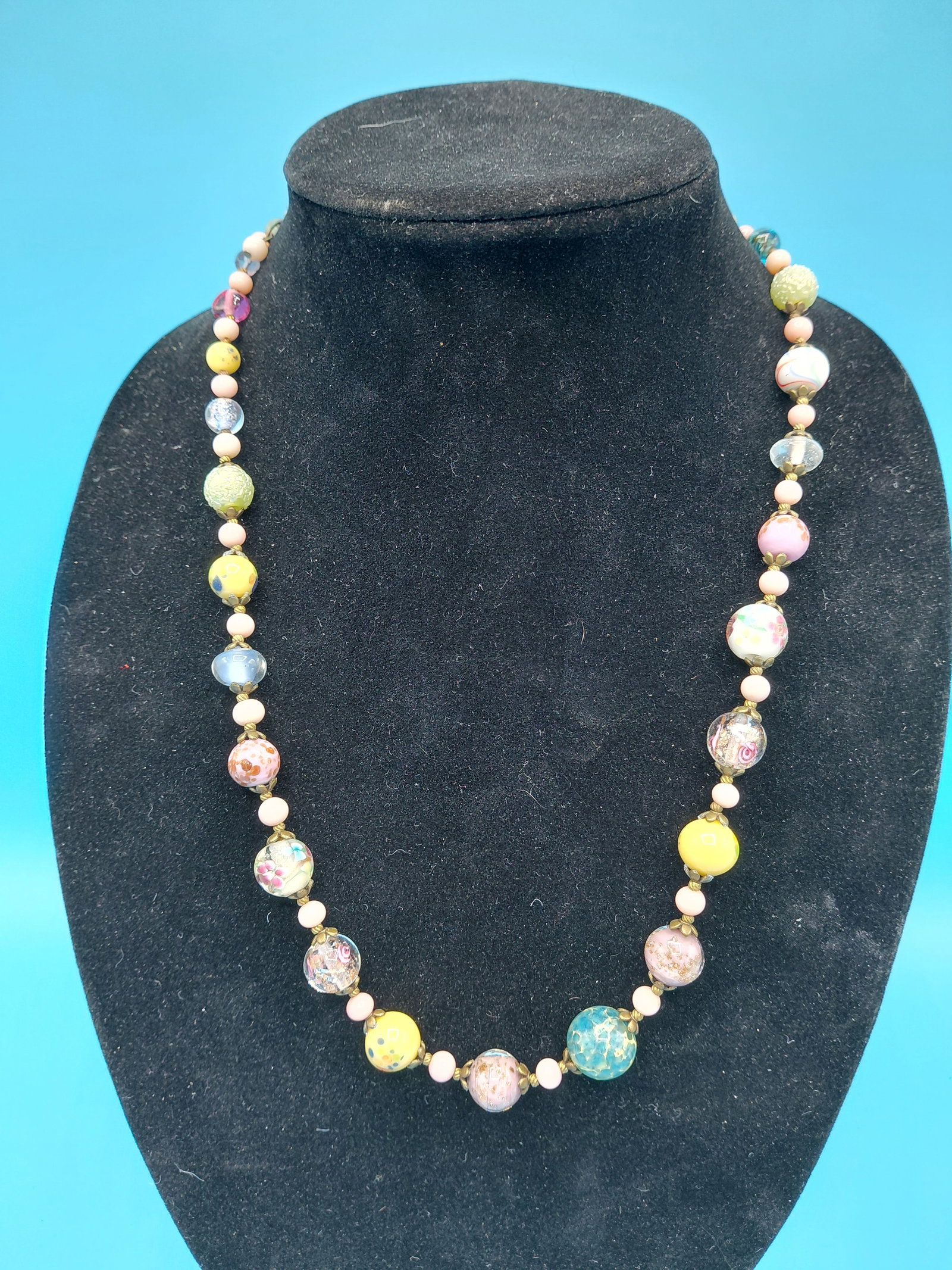 Vintage Murano Glass Bead Necklace in Pouch (1 of 7)