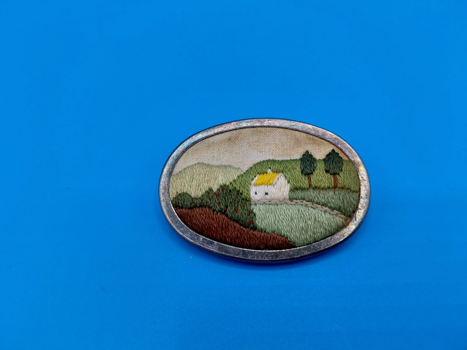 Vintage Cross Stitch Brooch Pin / As Seen: Vintage Cross Stitch Brooch Pin / As Seen