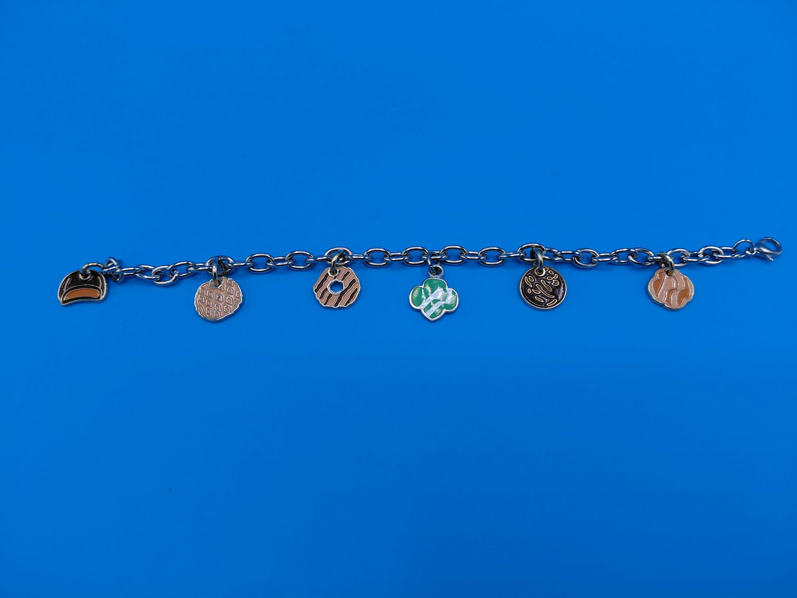 Charming Vintage Girl Scout Charm Bracelet featuring Cookie Charms: Charming Vintage Girl Scout Charm Bracelet featuring Cookie Charms