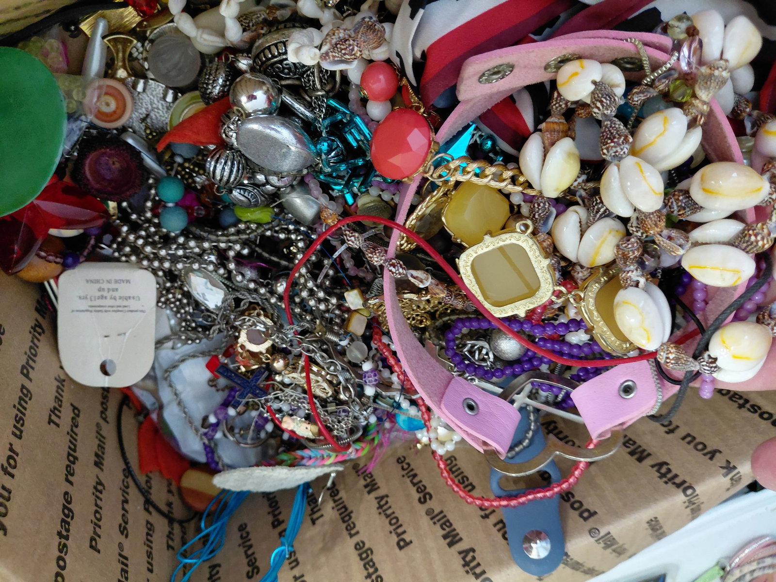 Box Lot of Costume Jewelry / Some are pieces, parts, for repair, reuse or crafting - 3