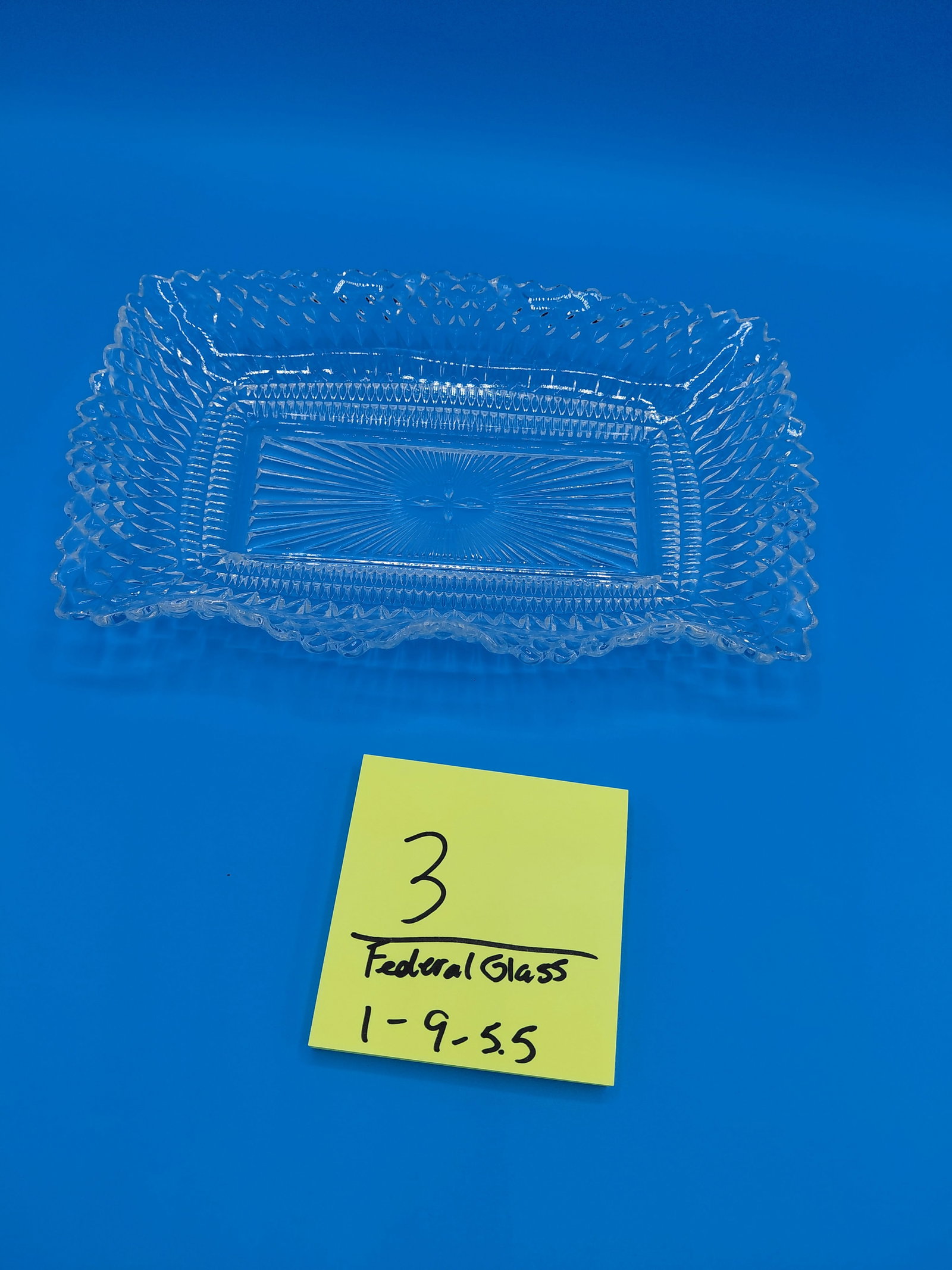 Vintage Federal Glass Ruffled Edge Serving Dish / small chip as seen in photo - 2