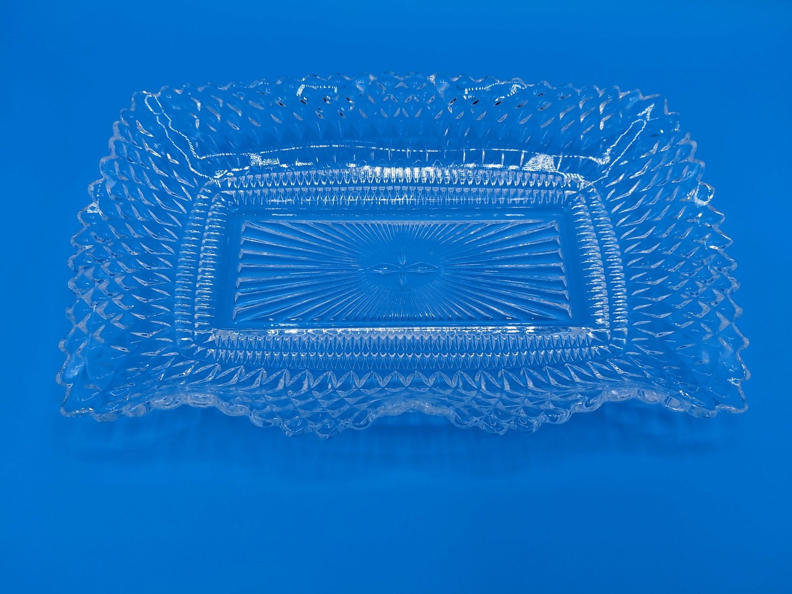 Vintage Federal Glass Ruffled Edge Serving Dish / small chip as seen in photo - 3