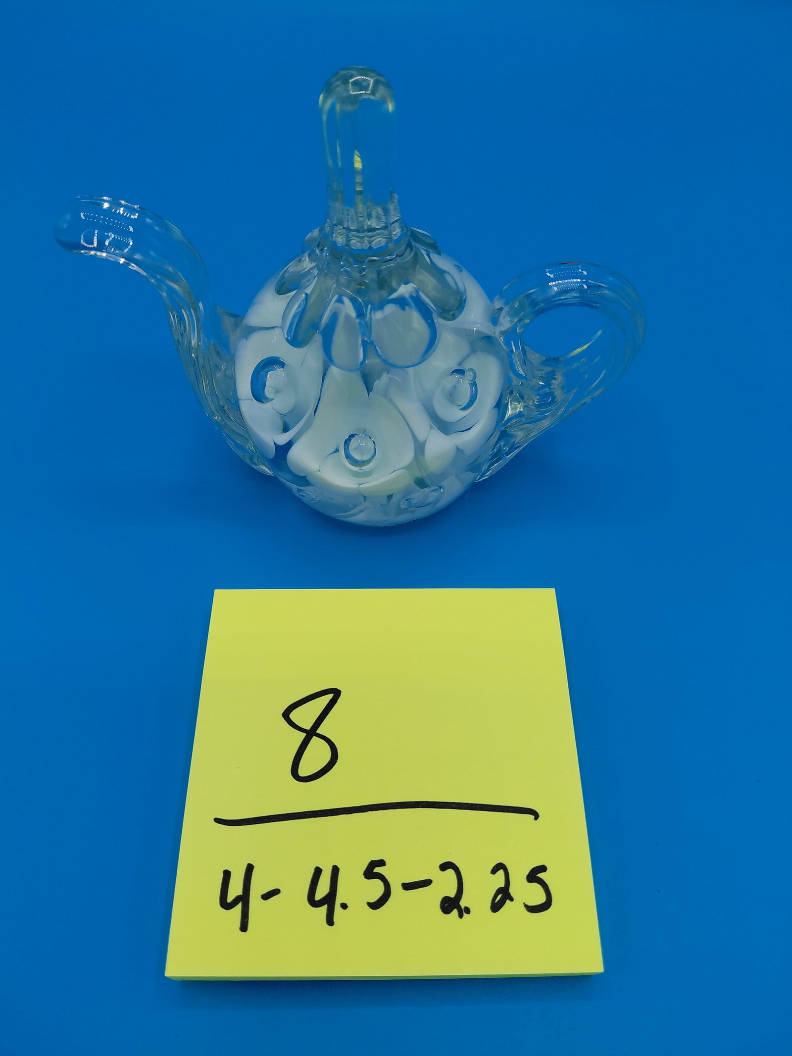 Unique Art Glass Paperweight in shape of Tea Pot - 2
