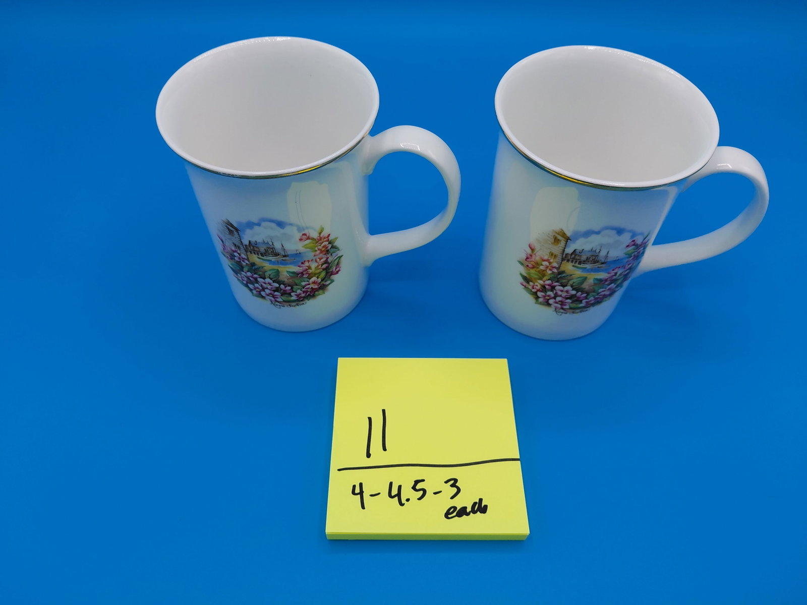 Pair of Bone China Gold Trimmed Coffee Mugs - 2