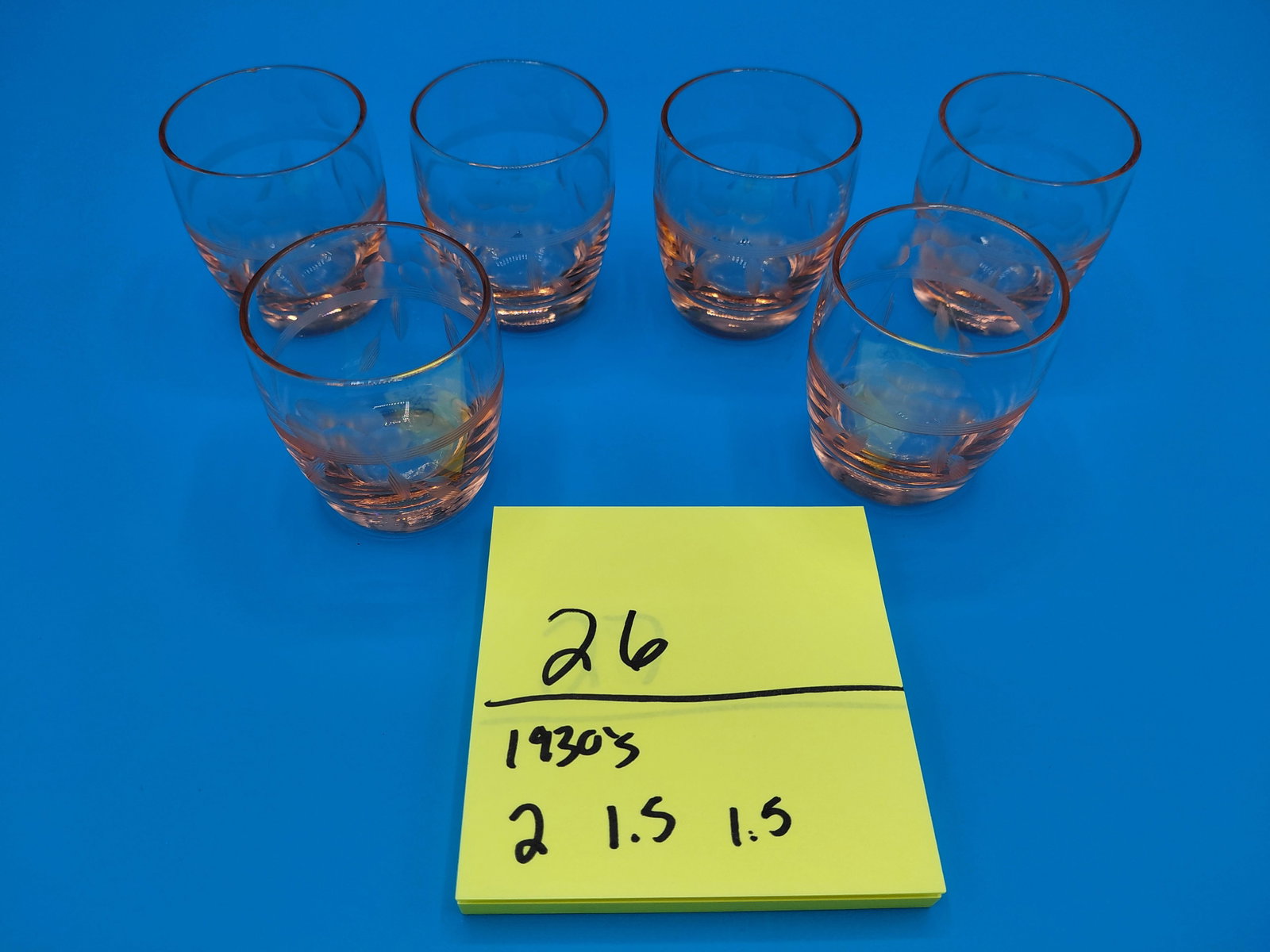 Vintage 1930s Pink Depression Shot Glasses - 2