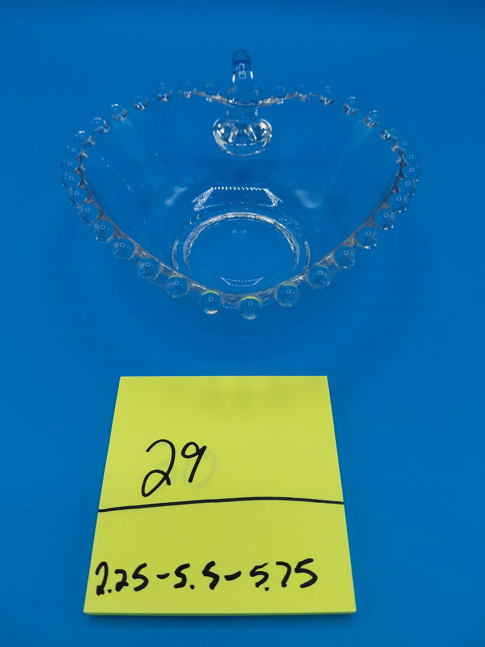 Unique Heart Shapped Candlewick Glass Handled serving bowl - 2