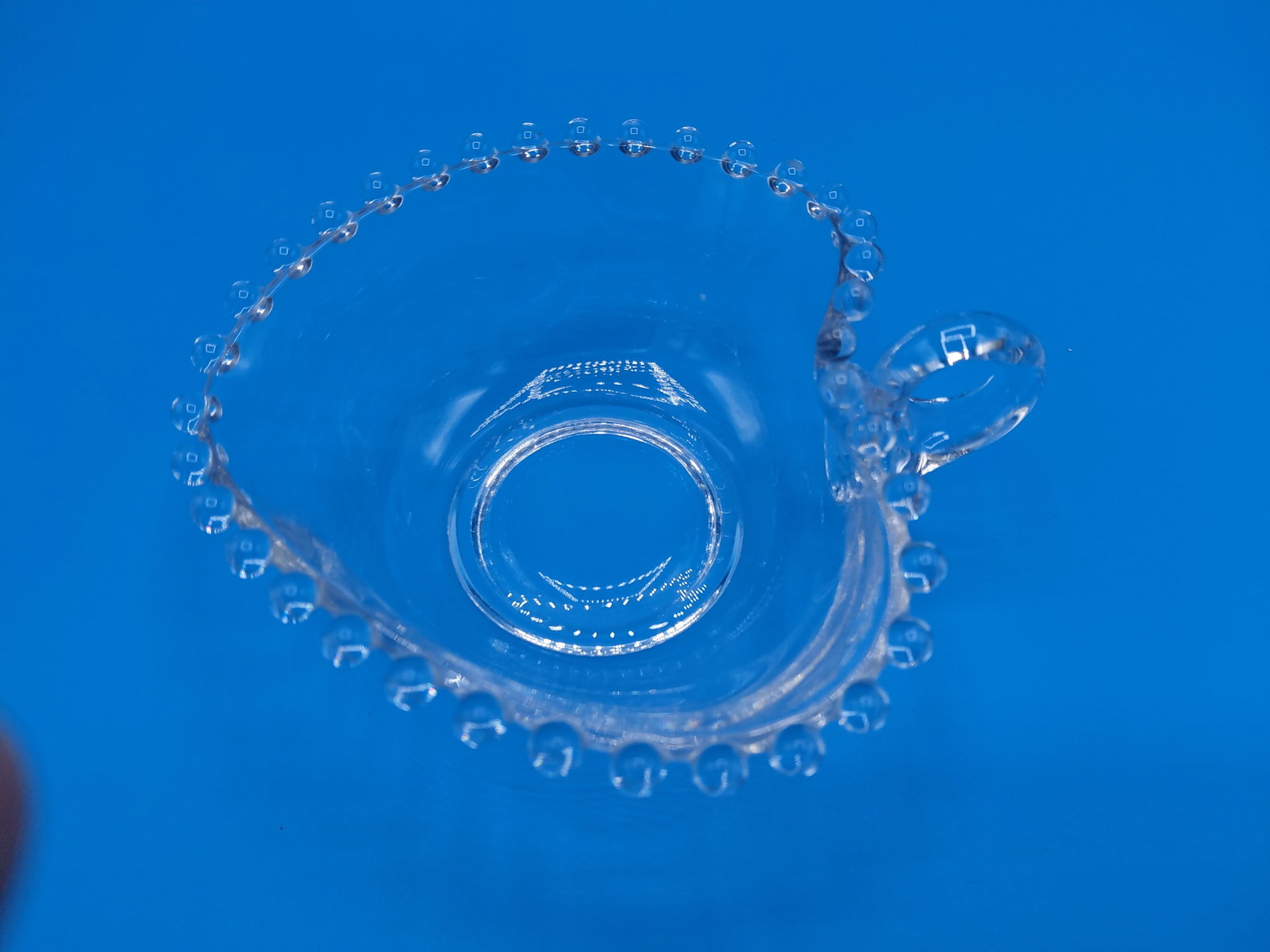Unique Heart Shapped Candlewick Glass Handled serving bowl - 4