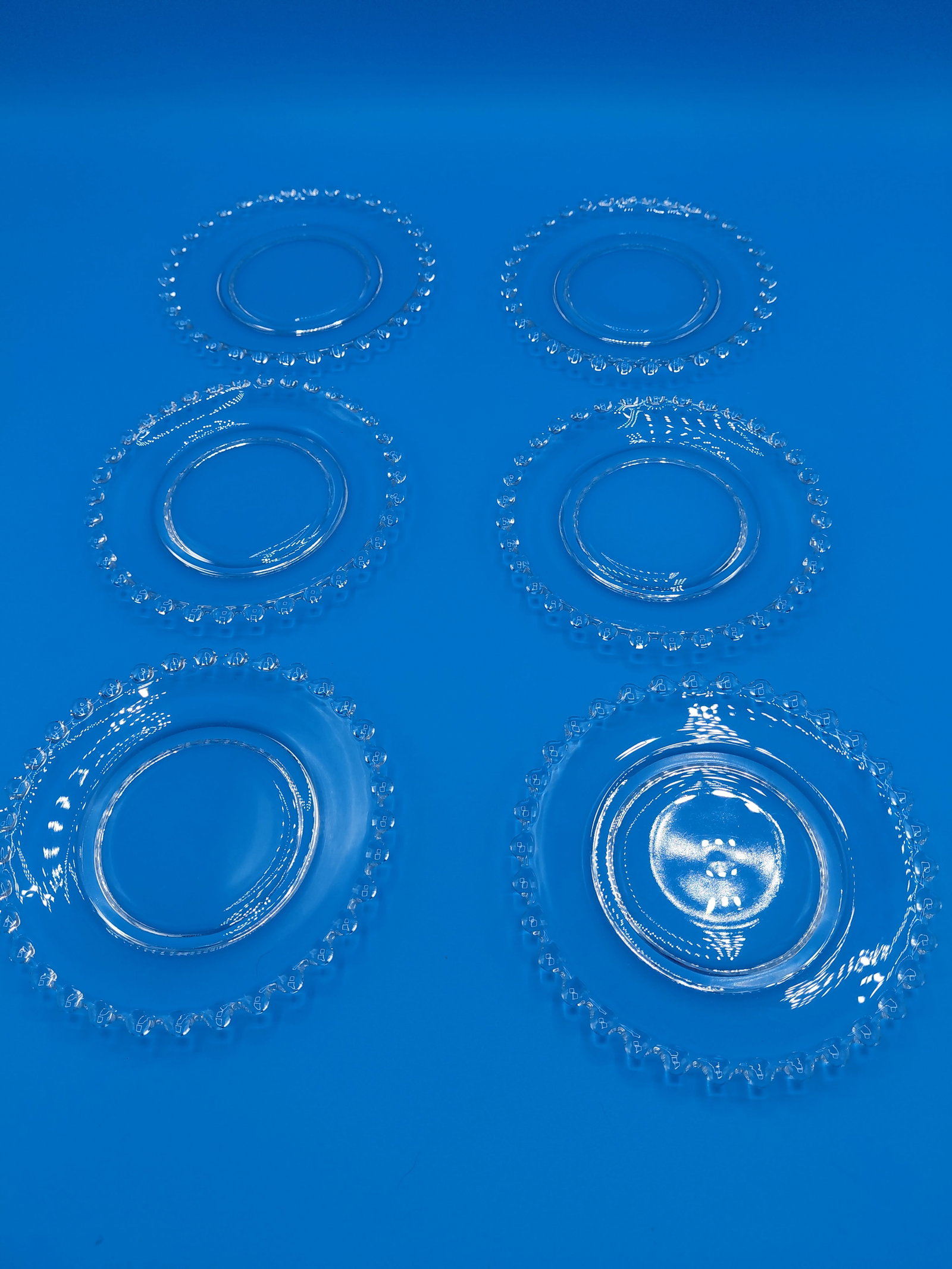 Vintage set of 6 Candlewick Glass Dessert Plates: Vintage set of 6 Candlewick Glass Dessert Plates