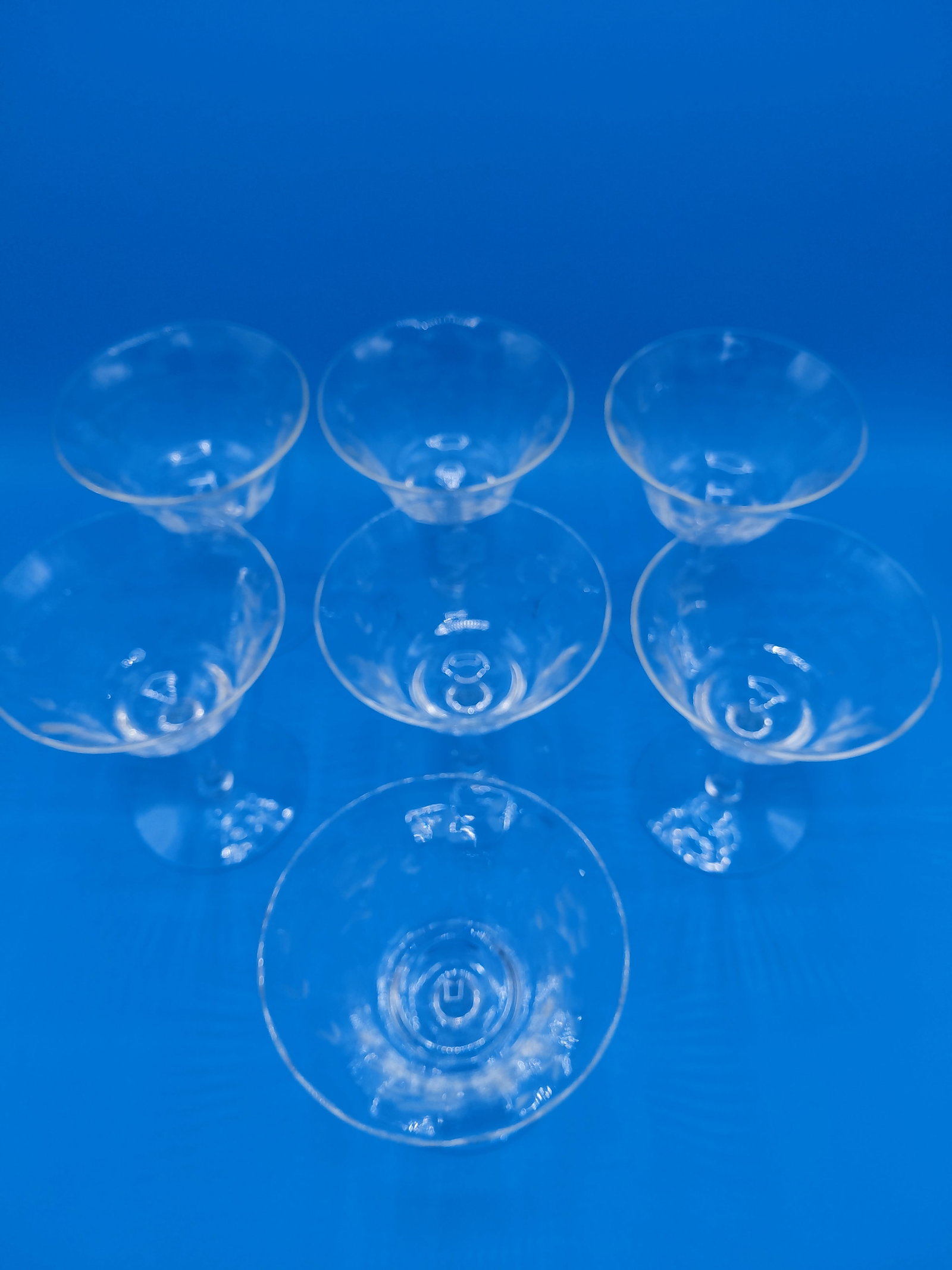 Vintage Set of 7 Etched Glass Stemware - 4