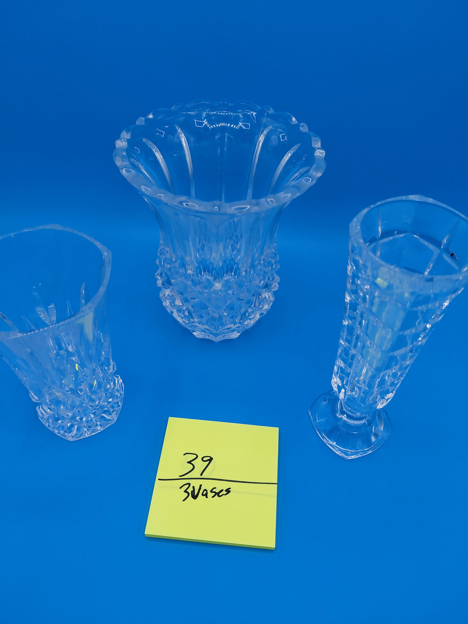 Lot of 3 Crystal Vases - 2