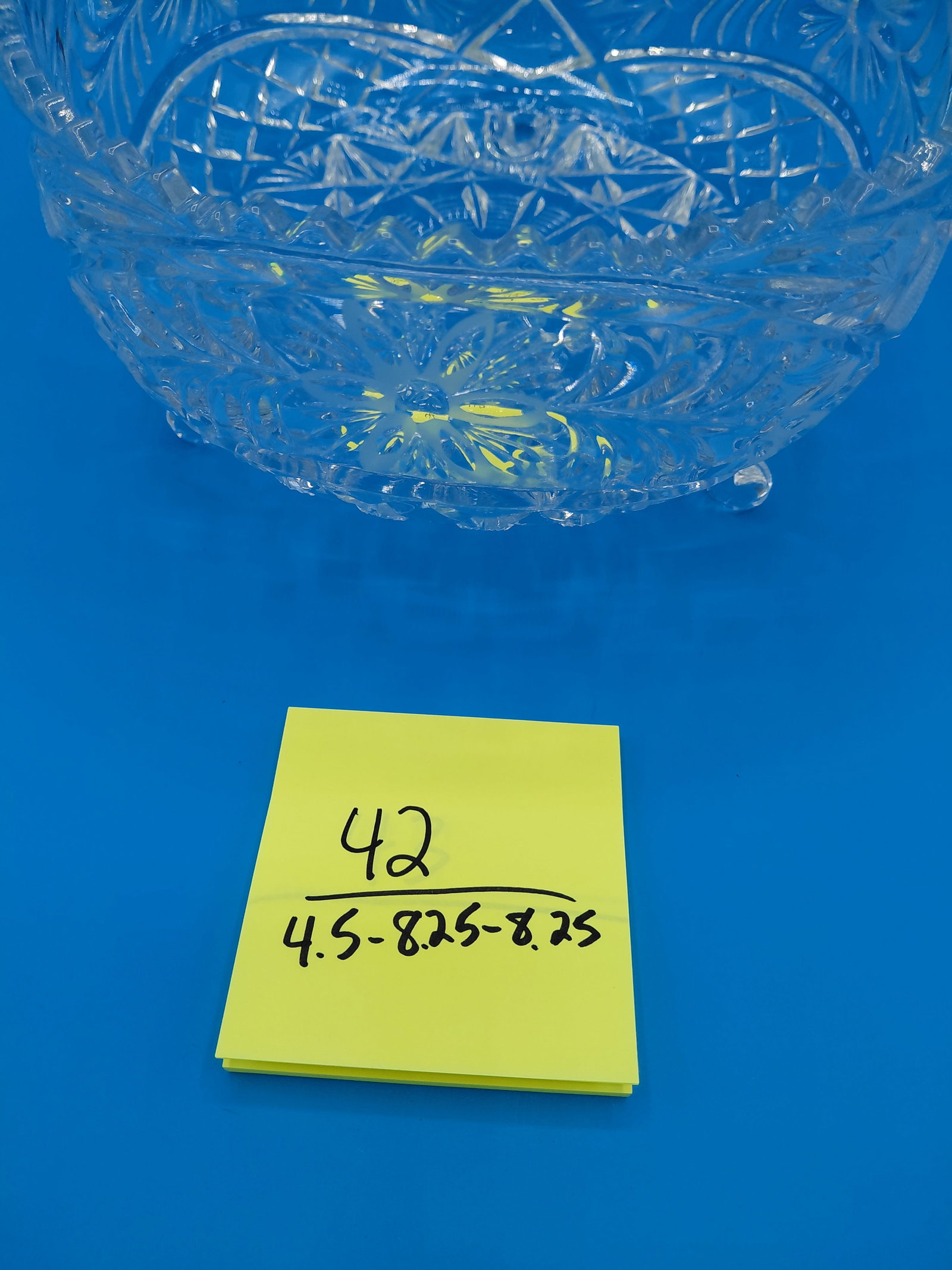 Vintage Heavy Cut Crystal Footed Bowl / one small chip as seen - 2