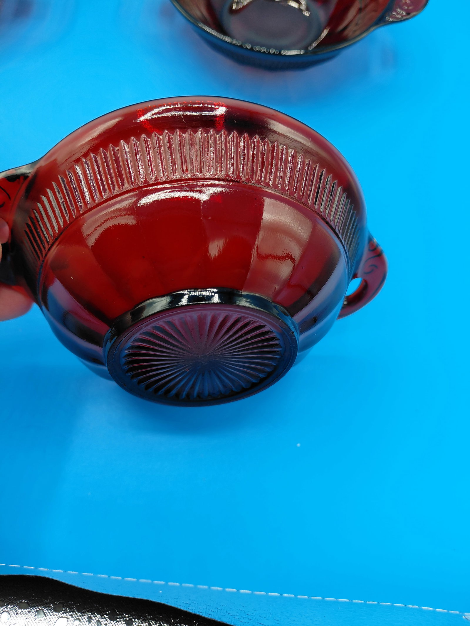 Vintage Early 1900s Berry Bowl Set / Ruby Glass no visible chips or cracks - 5