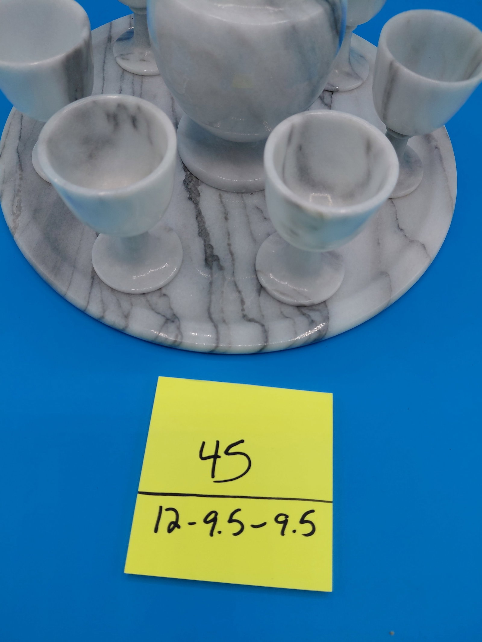 Beautiful Complete Mid Century Marble Decanter Set / No chips or cracks visible - 2