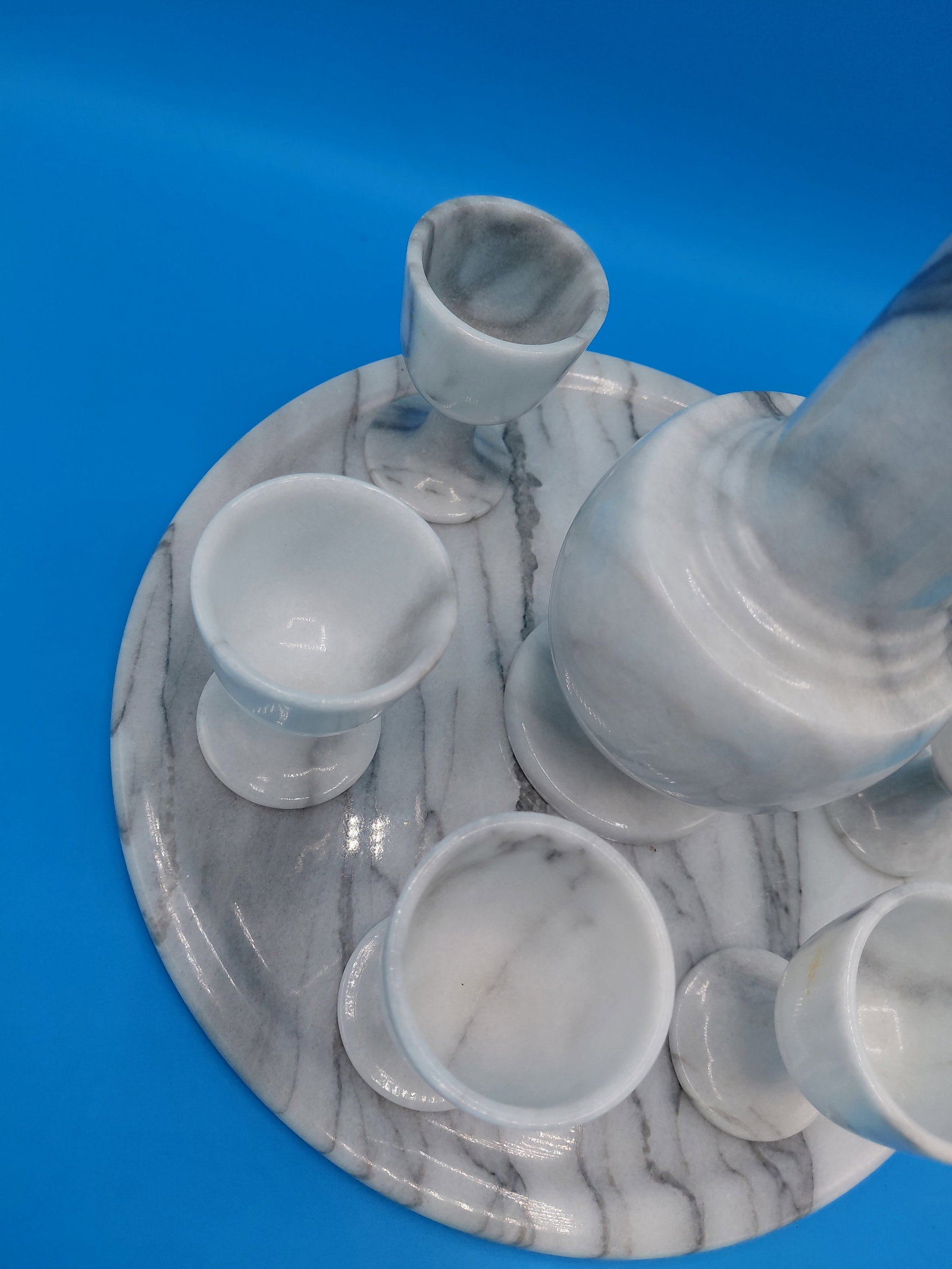 Beautiful Complete Mid Century Marble Decanter Set / No chips or cracks visible - 5