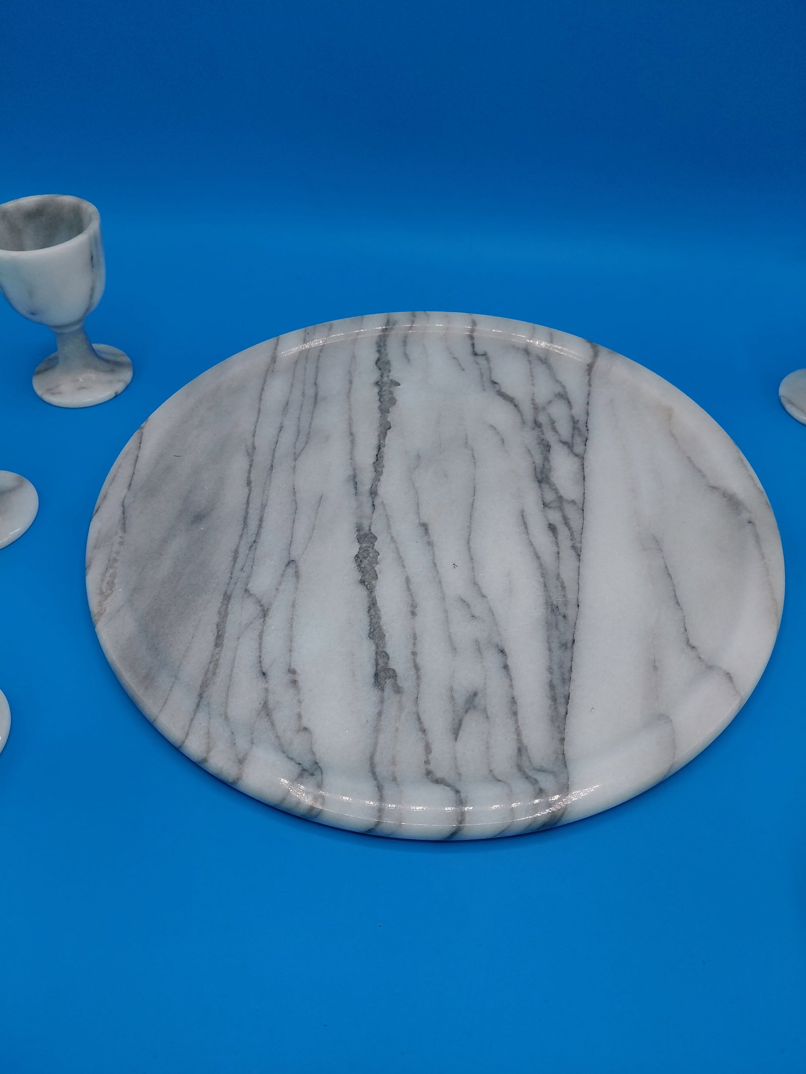 Beautiful Complete Mid Century Marble Decanter Set / No chips or cracks visible - 7