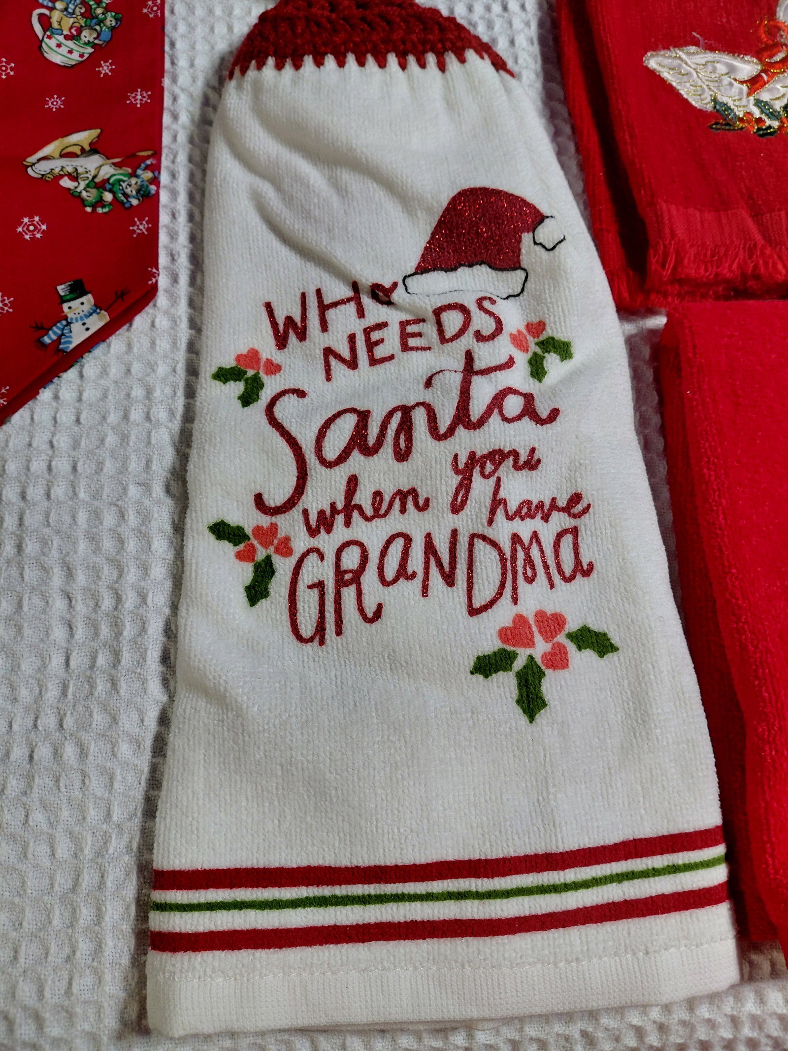 Large Christmas Lot of Table Cloth Runner Towels etc - 7