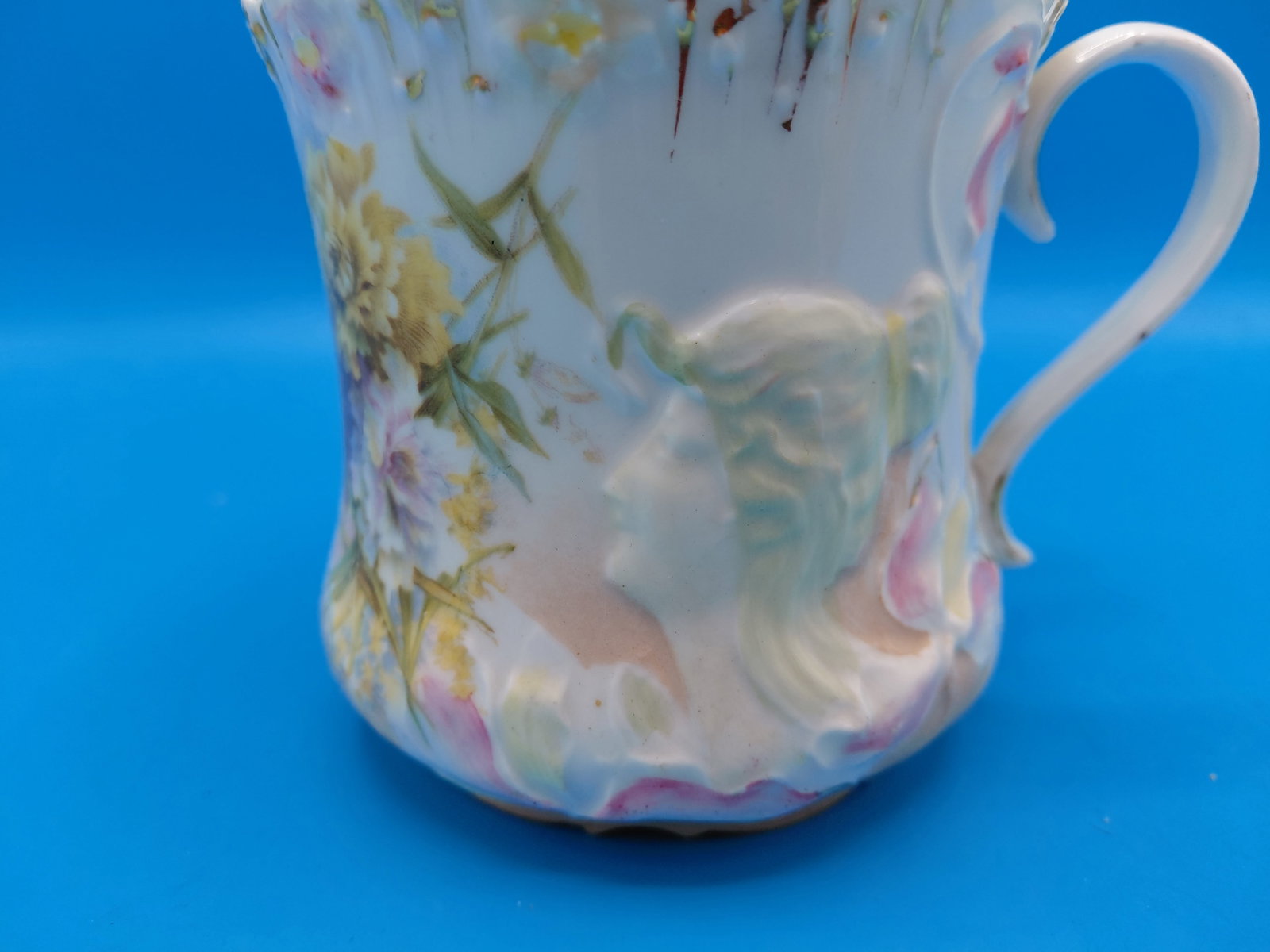 Vintage Porcelain Shaving Mug with Roman Woman Bust on side - 4