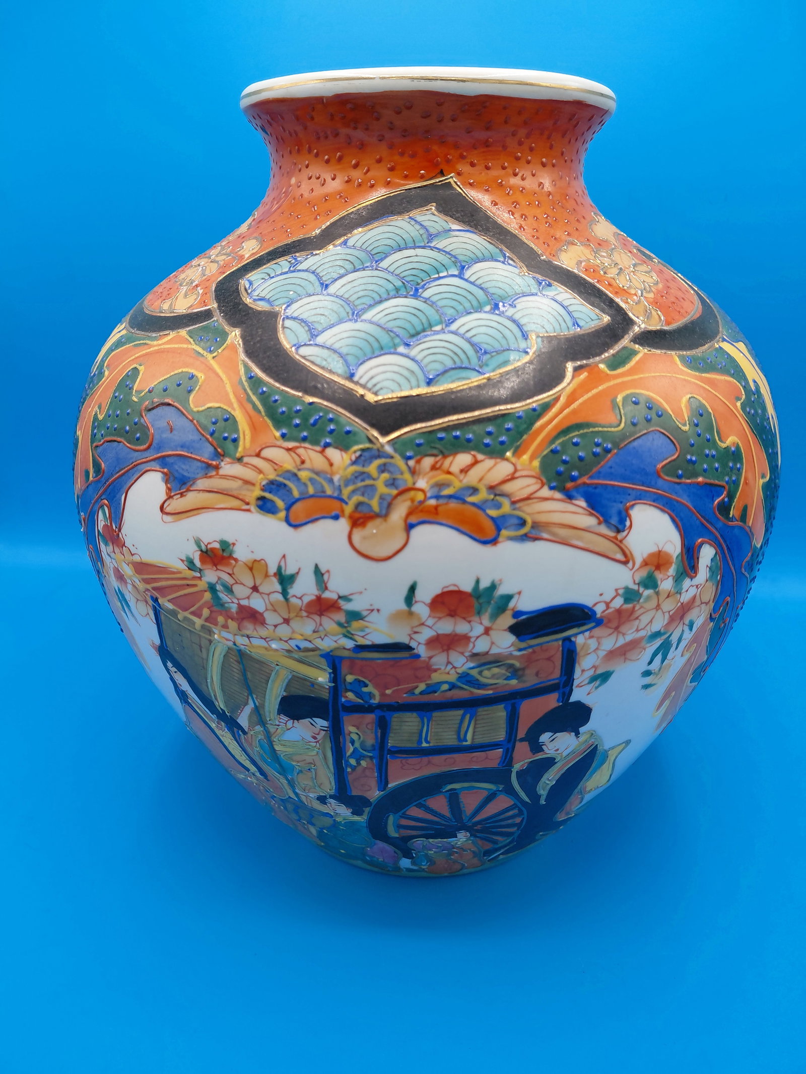 Large Ornate Japanese Temple Jar Vase - 5