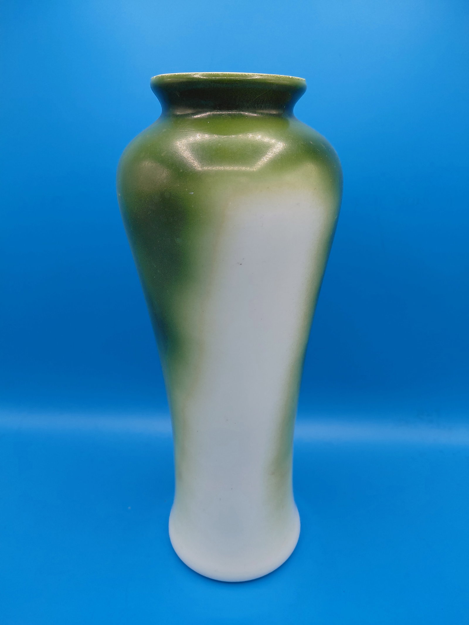 Tall Victorian Milk Glass Vase with Rose Pattern - 5