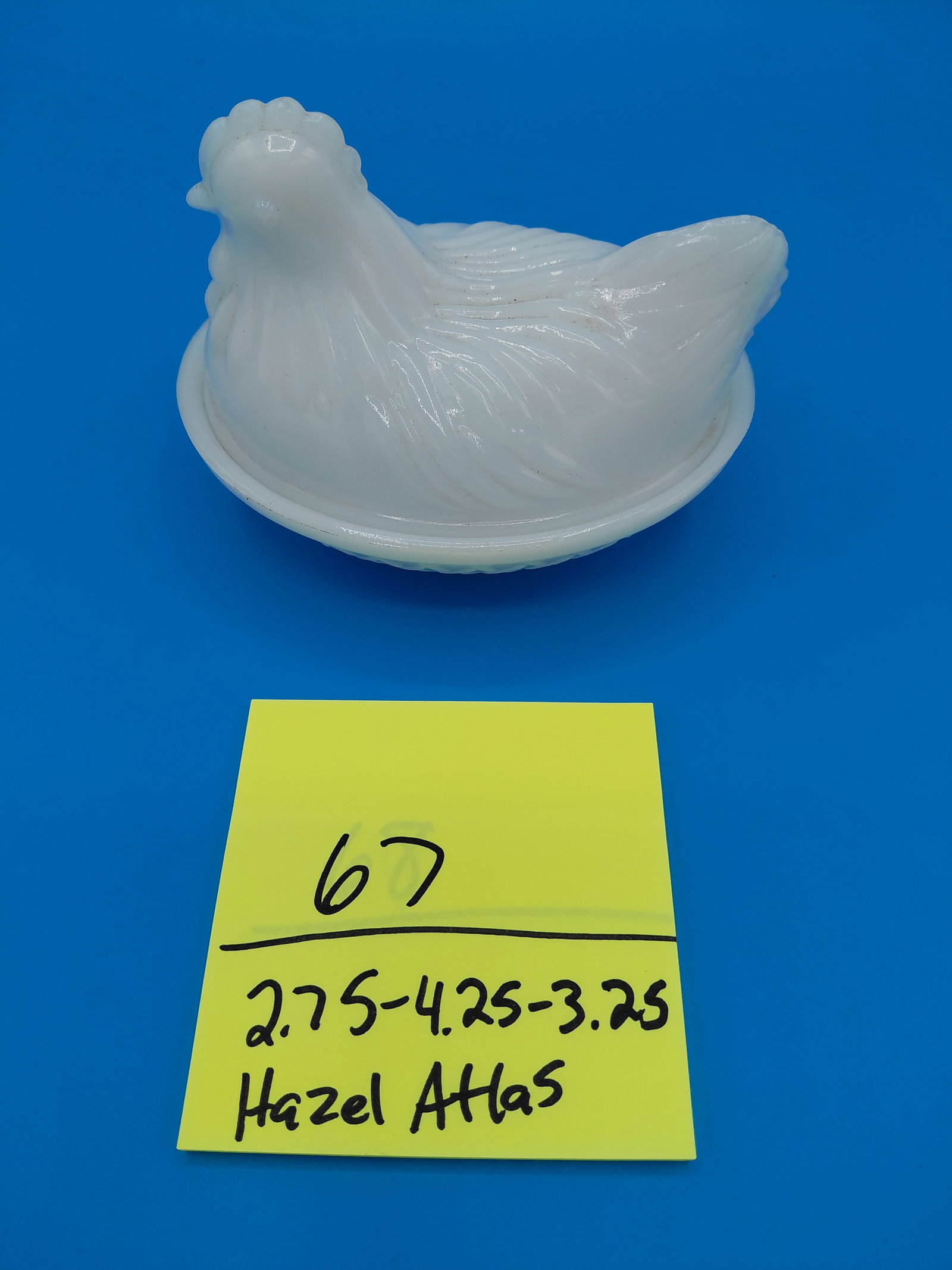 Vintage Hazel Atlas Milk Glass Hen on Nest / small chip on bowl as seen - 2