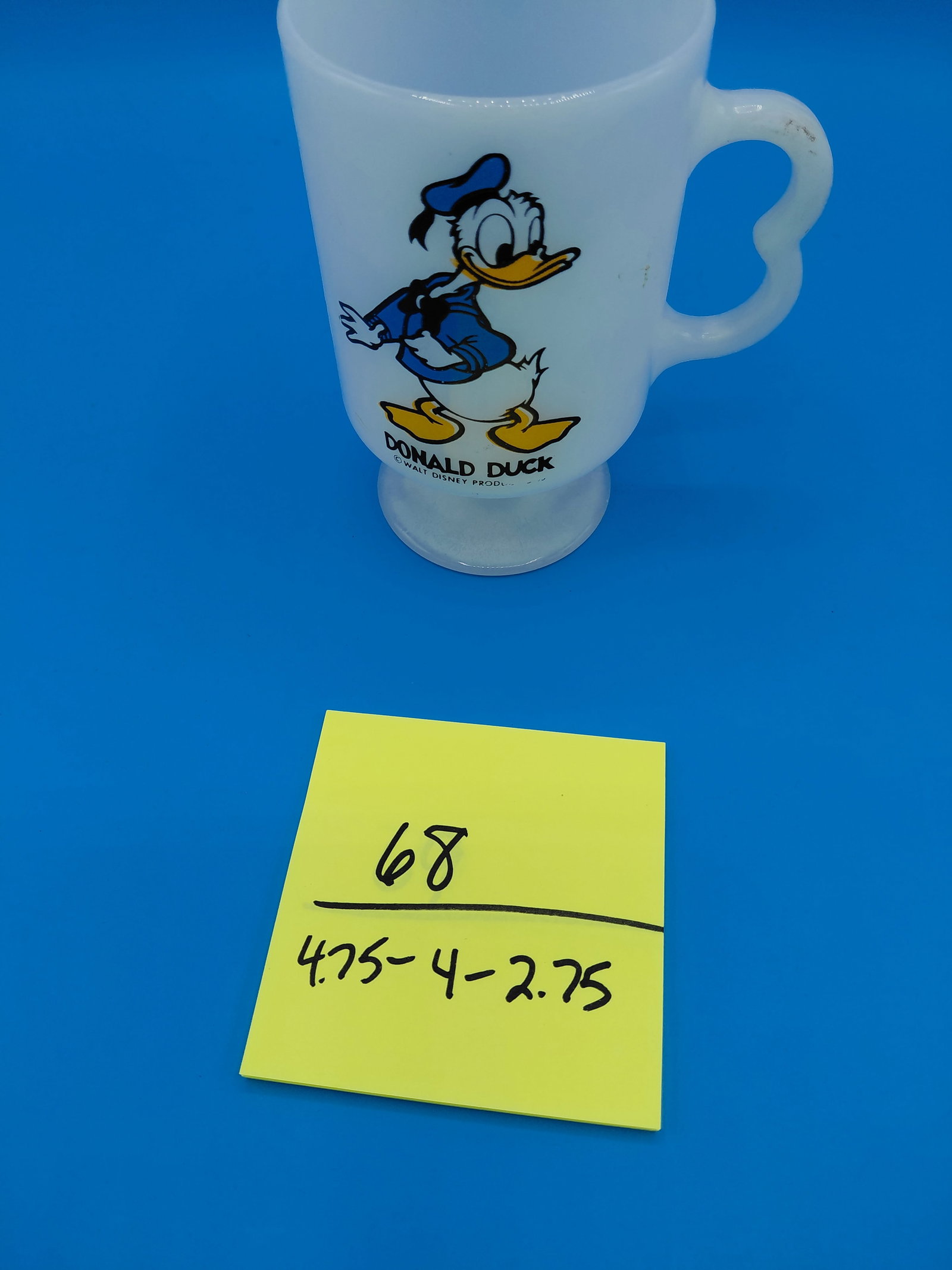 Vintage Disney Donal Duck Milk Glass Mug - 2