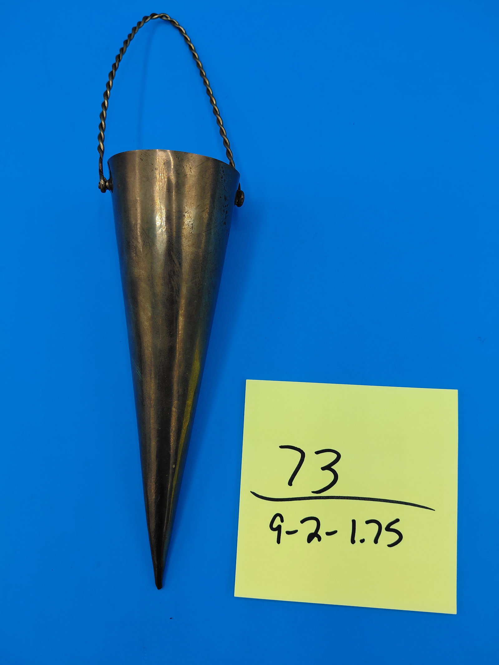 Mid Century Small Brass Wall Pocket Vase - 2
