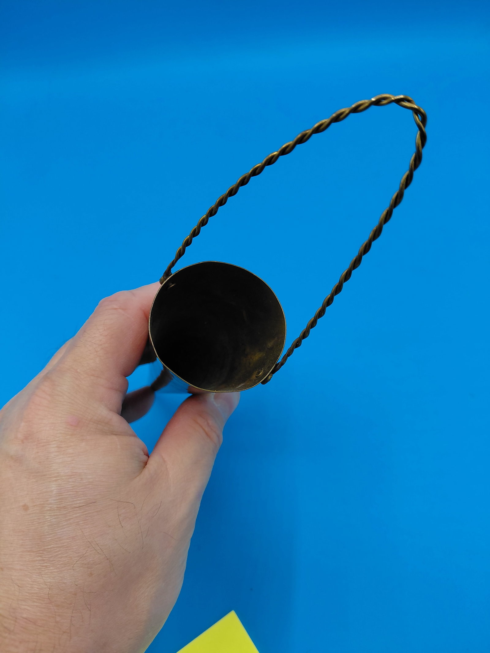 Mid Century Small Brass Wall Pocket Vase - 4