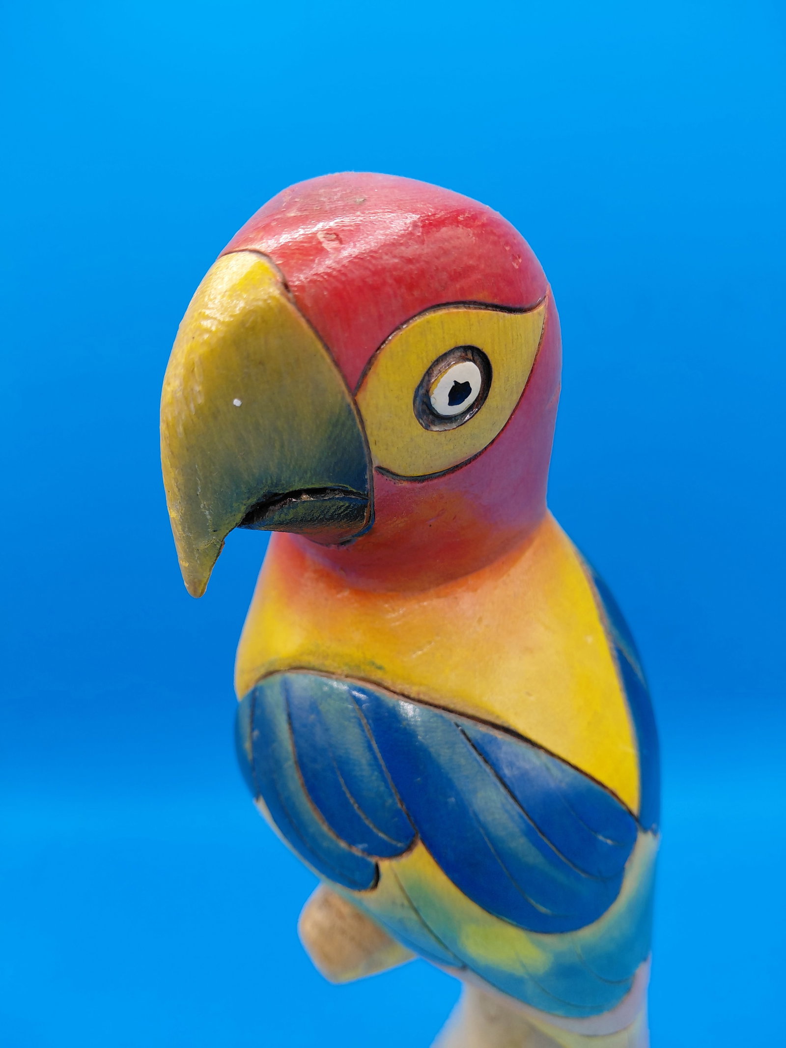 Carved Wood Painted Parrot Statue - 3