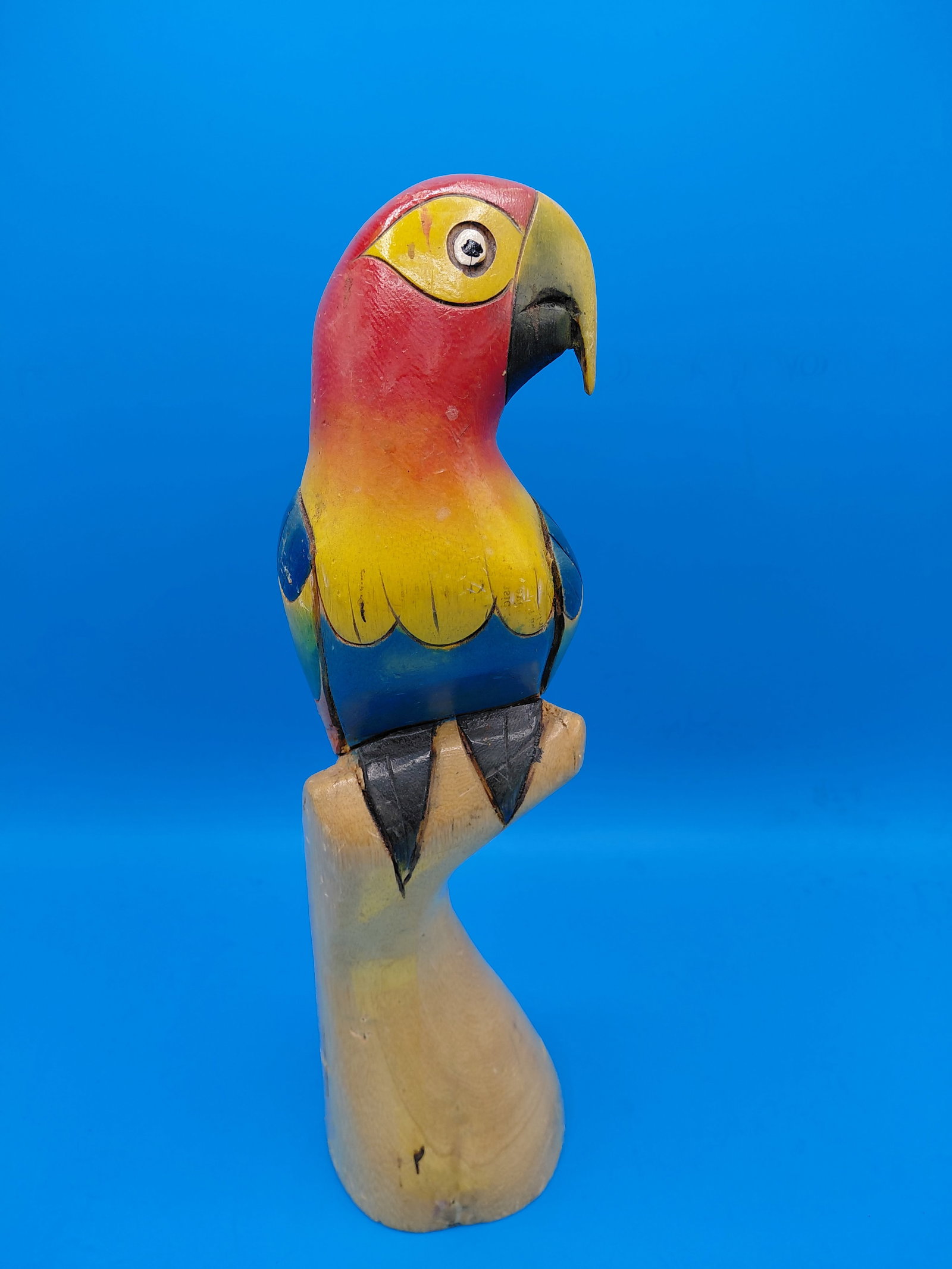 Carved Wood Painted Parrot Statue - 4